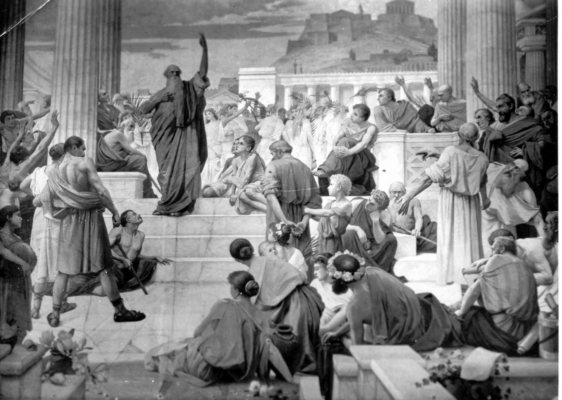 Fotografie des Gemäldes "Paulus predigt in Athen" (Kreismuseum Grimma RR-F)