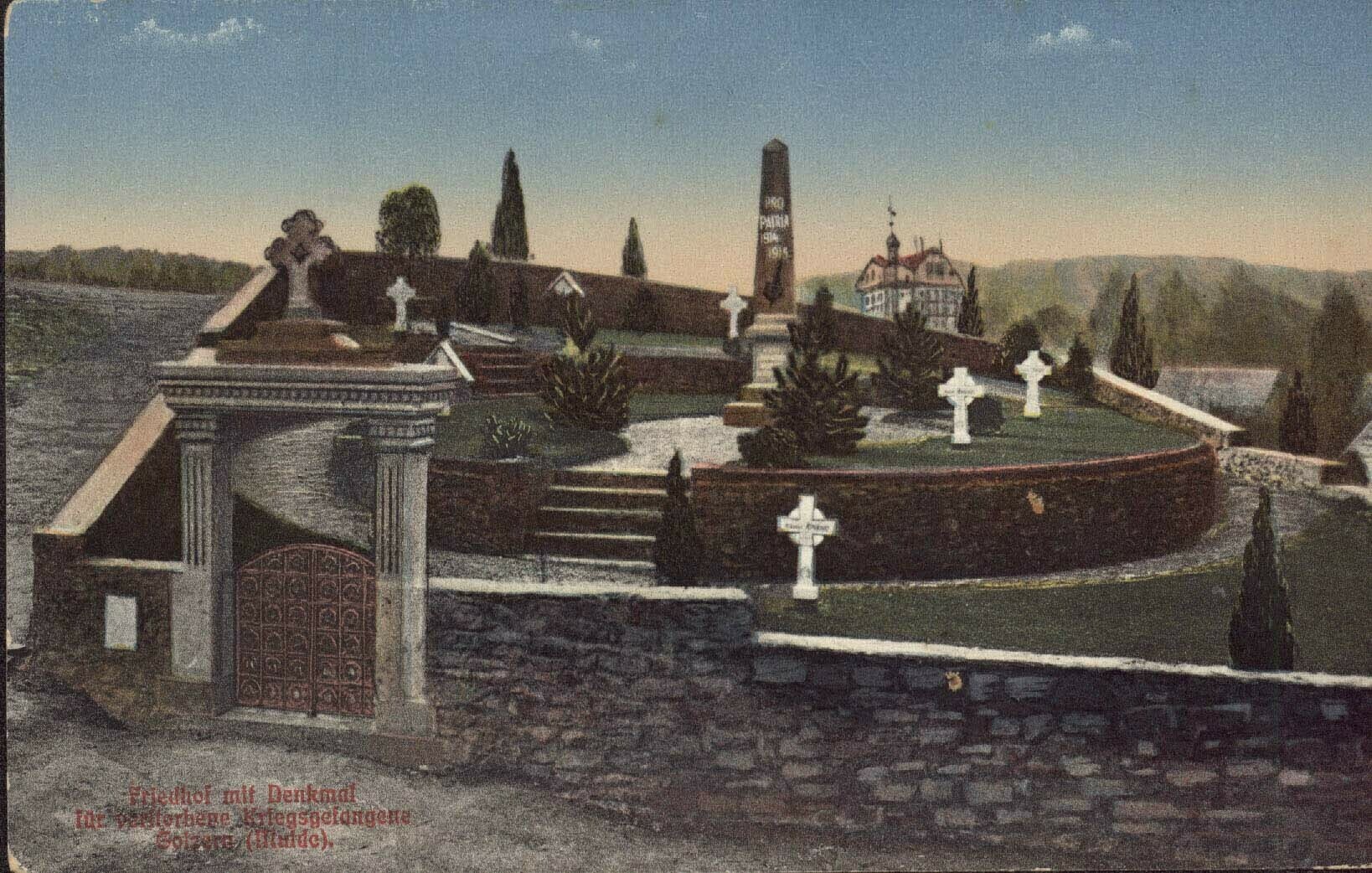 Friedhof mit Denkmal für verstorbene Kriegsgefangene in Golzern (Mulde) (Kreismuseum Grimma RR-F)