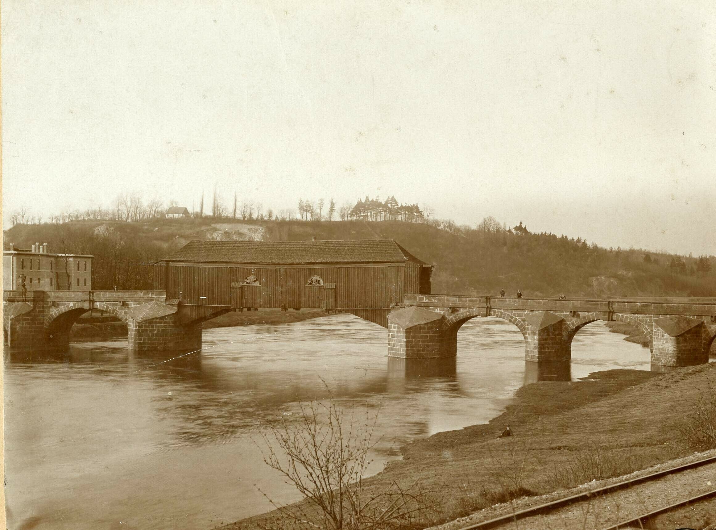 Pöppelmannbrücke mit Brückenaufbau (Kreismuseum Grimma RR-F)