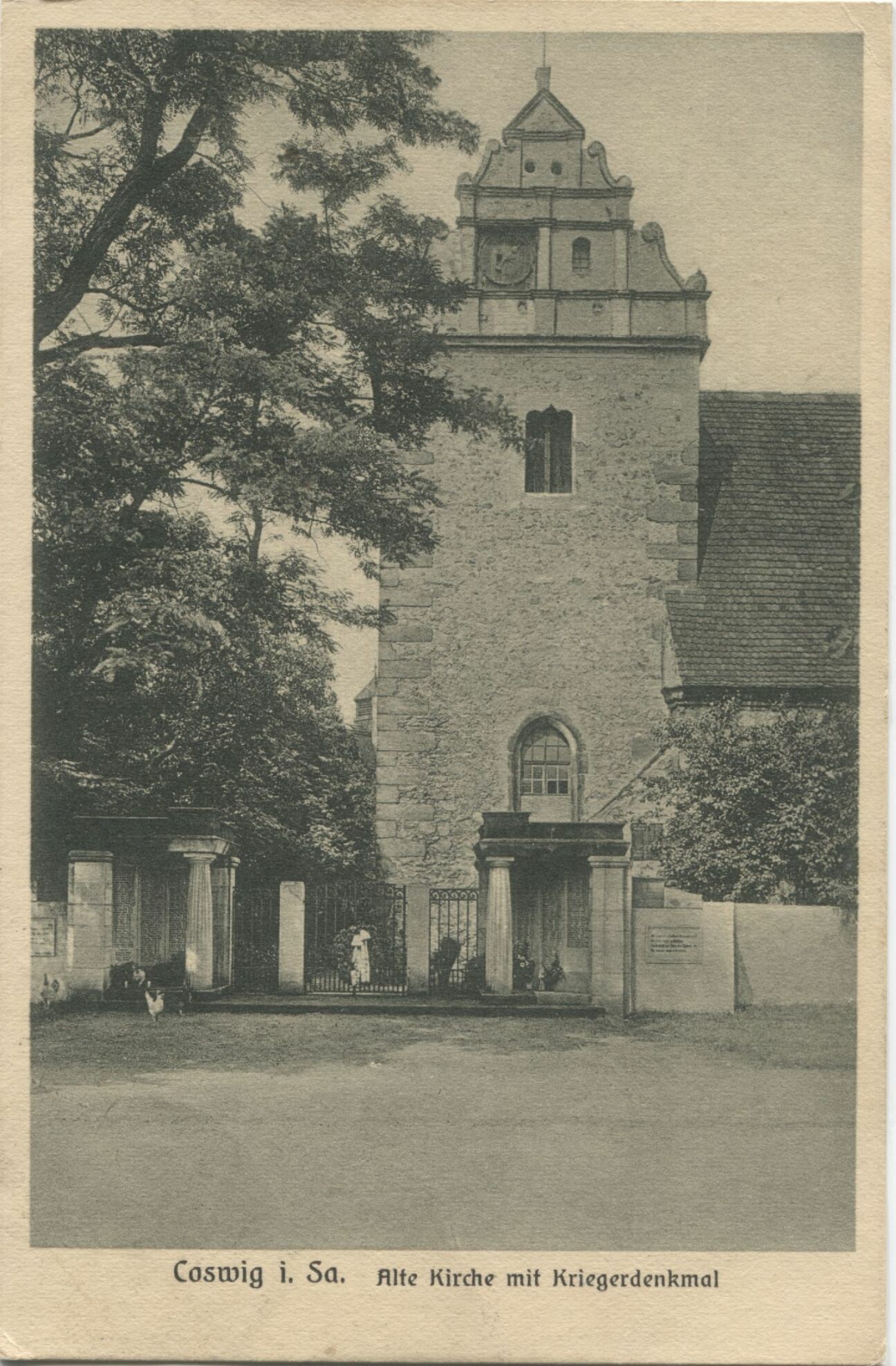 Postkarte: Coswig - Alte Kirche (Karrasburg Museum Coswig CC BY-NC-SA)