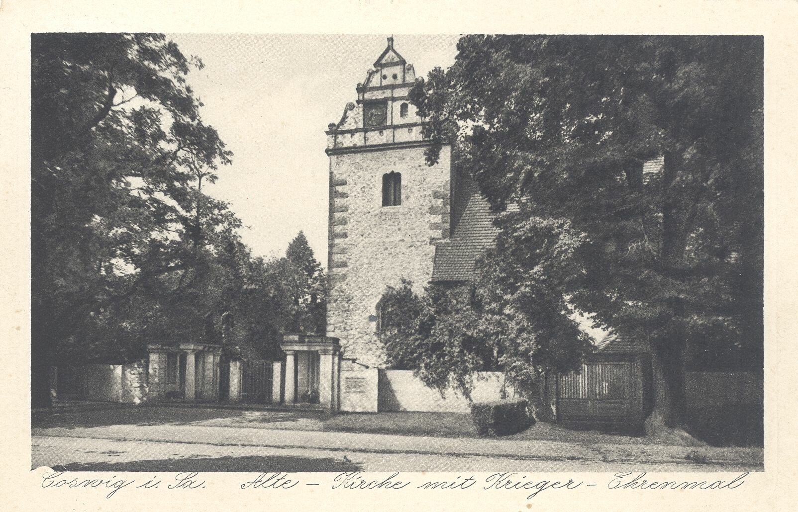 Postkarte: Coswig - Alte Kirche (Karrasburg Museum Coswig CC BY-NC-SA)