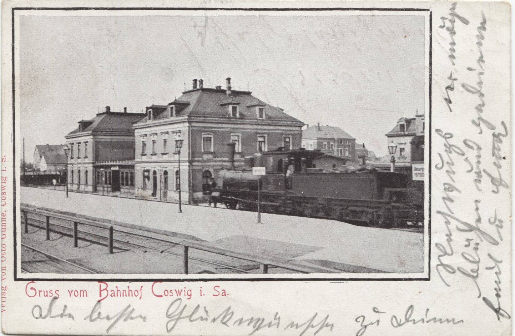 Postkarte: Coswig - Bahnhof (Karrasburg Museum Coswig CC BY-NC-SA)