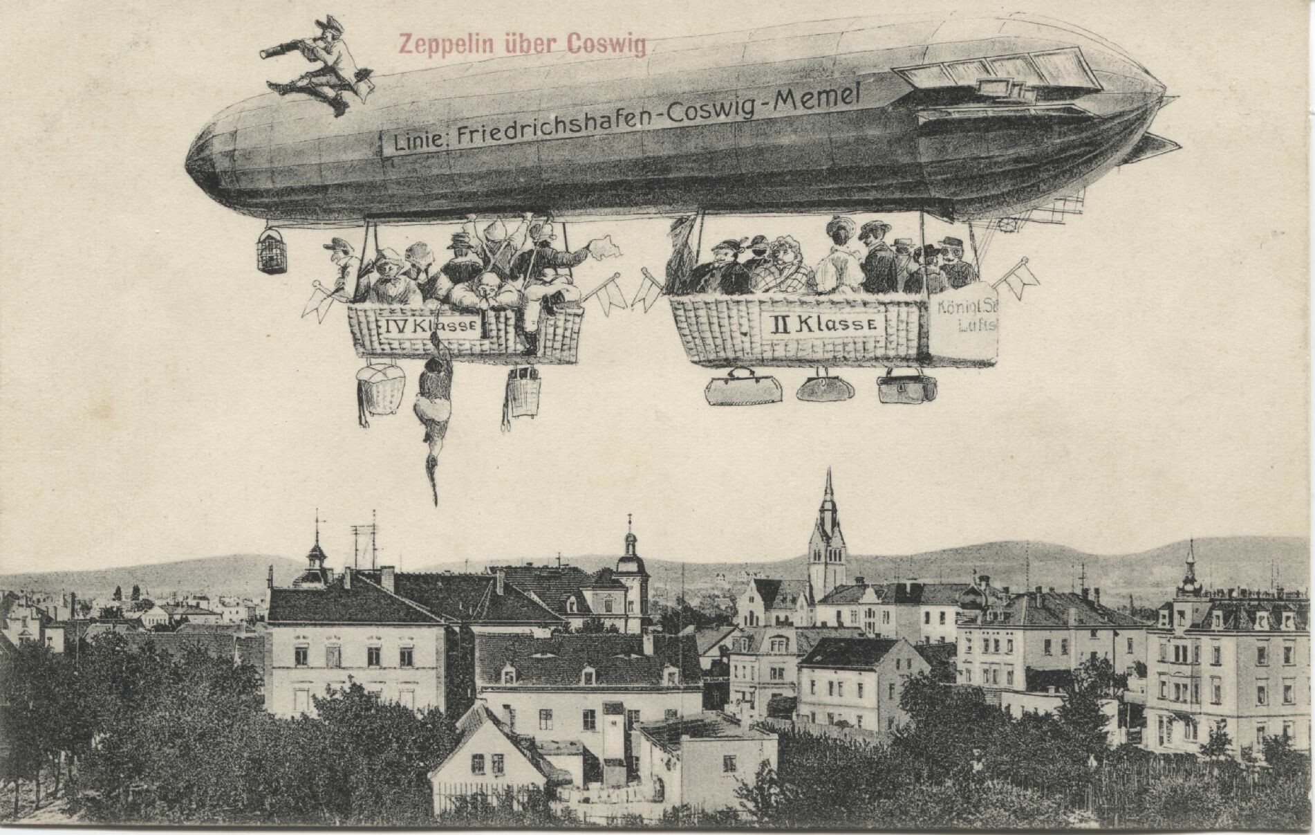 Postkarte: Coswig - Ereignisse - Zeppelin (Karrasburg Museum Coswig CC BY-NC-SA)