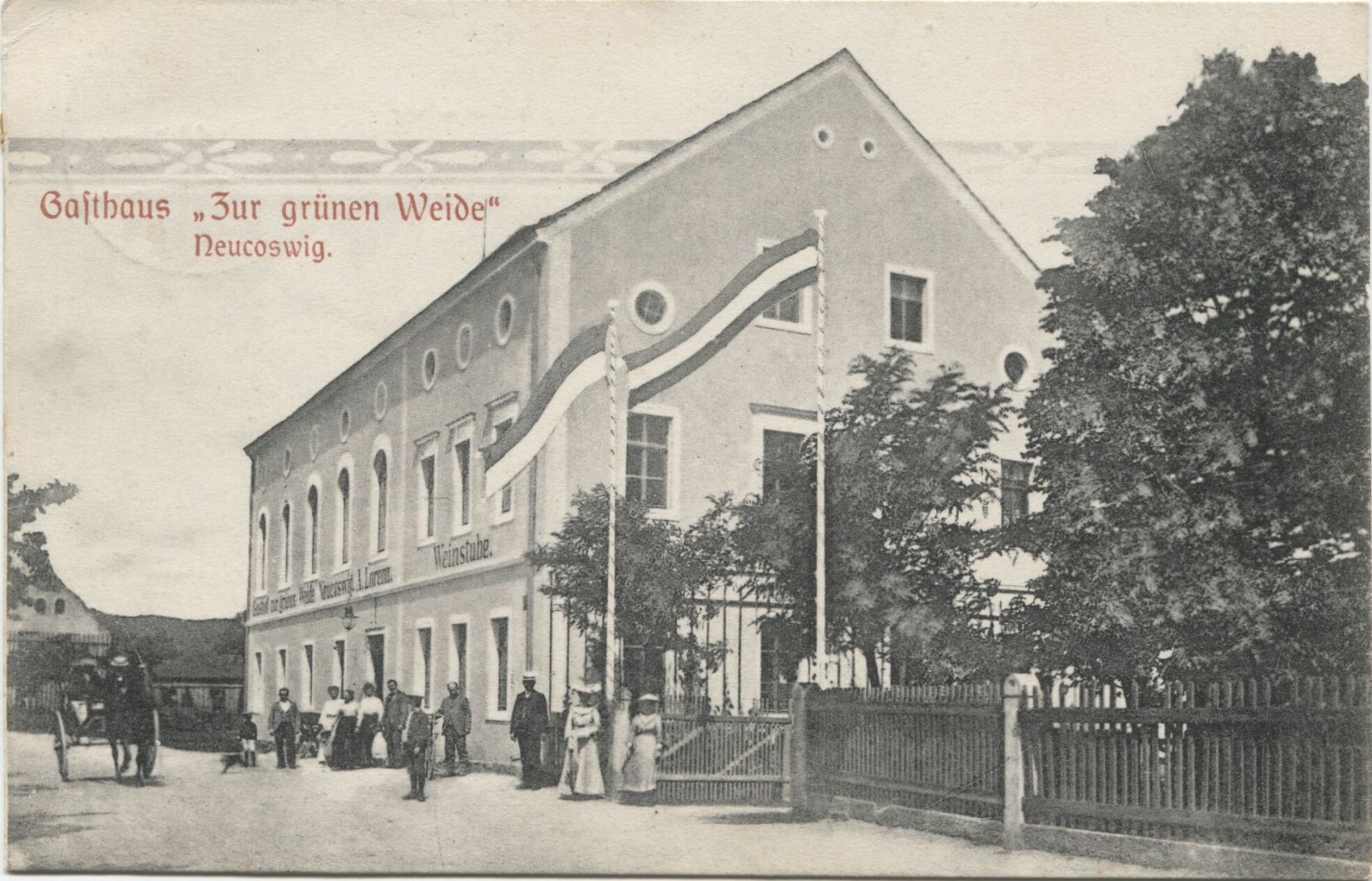 Postkarte: Coswig - Gaststätten - Zur grünen Weide (Karrasburg Museum Coswig CC BY-NC-SA)