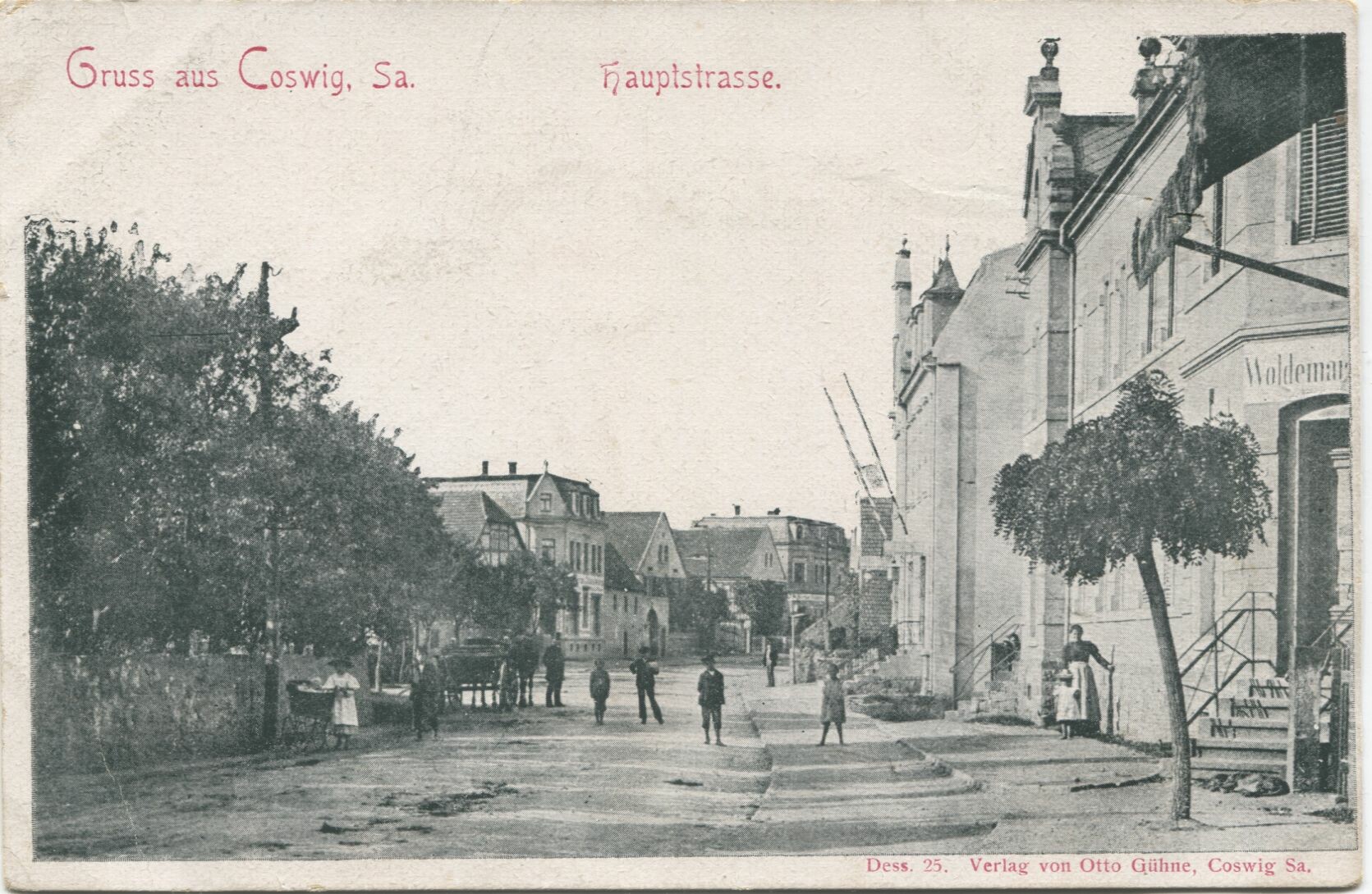 Postkarte: Coswig - Hauptstraße (Karrasburg Museum Coswig CC BY-NC-SA)
