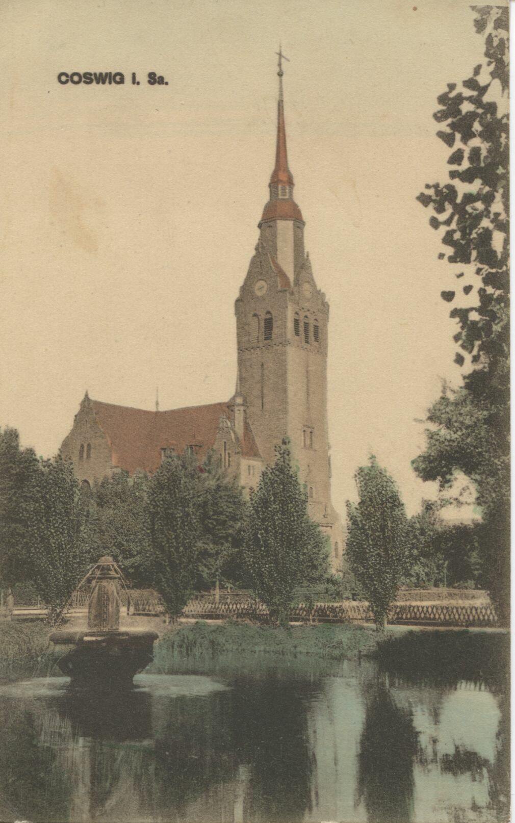Postkarte: Coswig - Neue Kirche (Karrasburg Museum Coswig CC BY-NC-SA)