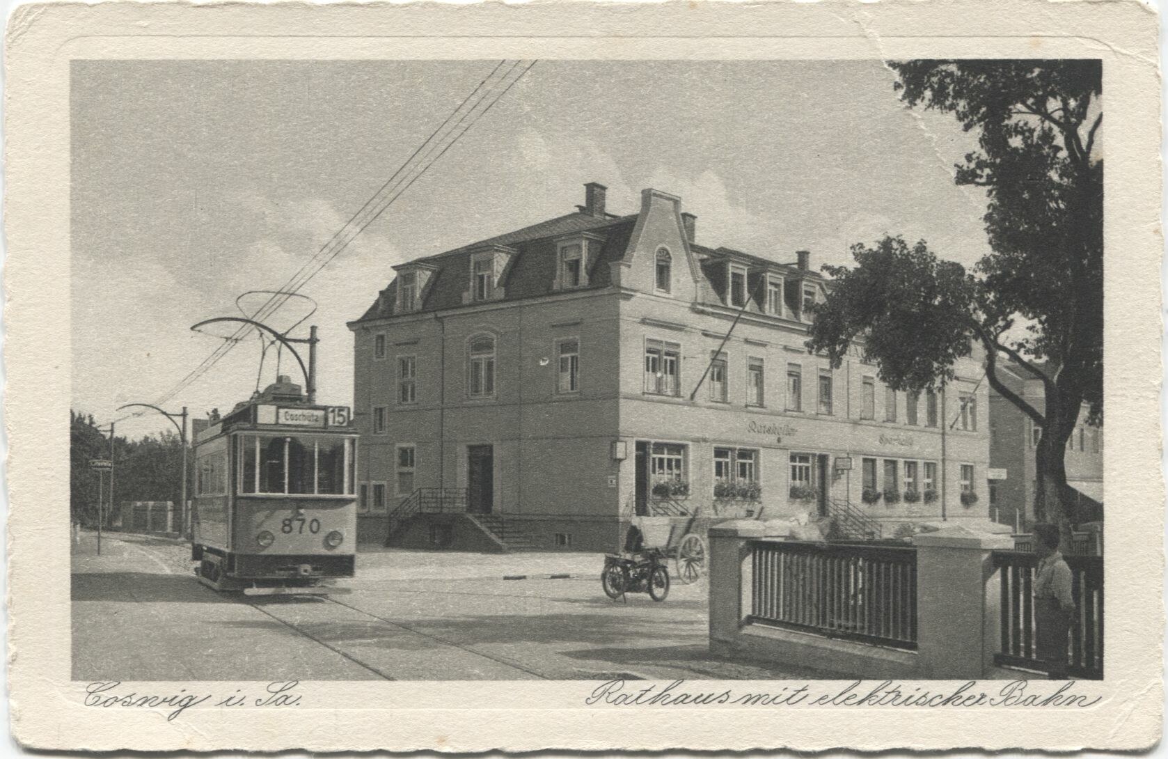 Postkarte: Coswig - Rathaus (Karrasburg Museum Coswig CC BY-NC-SA)