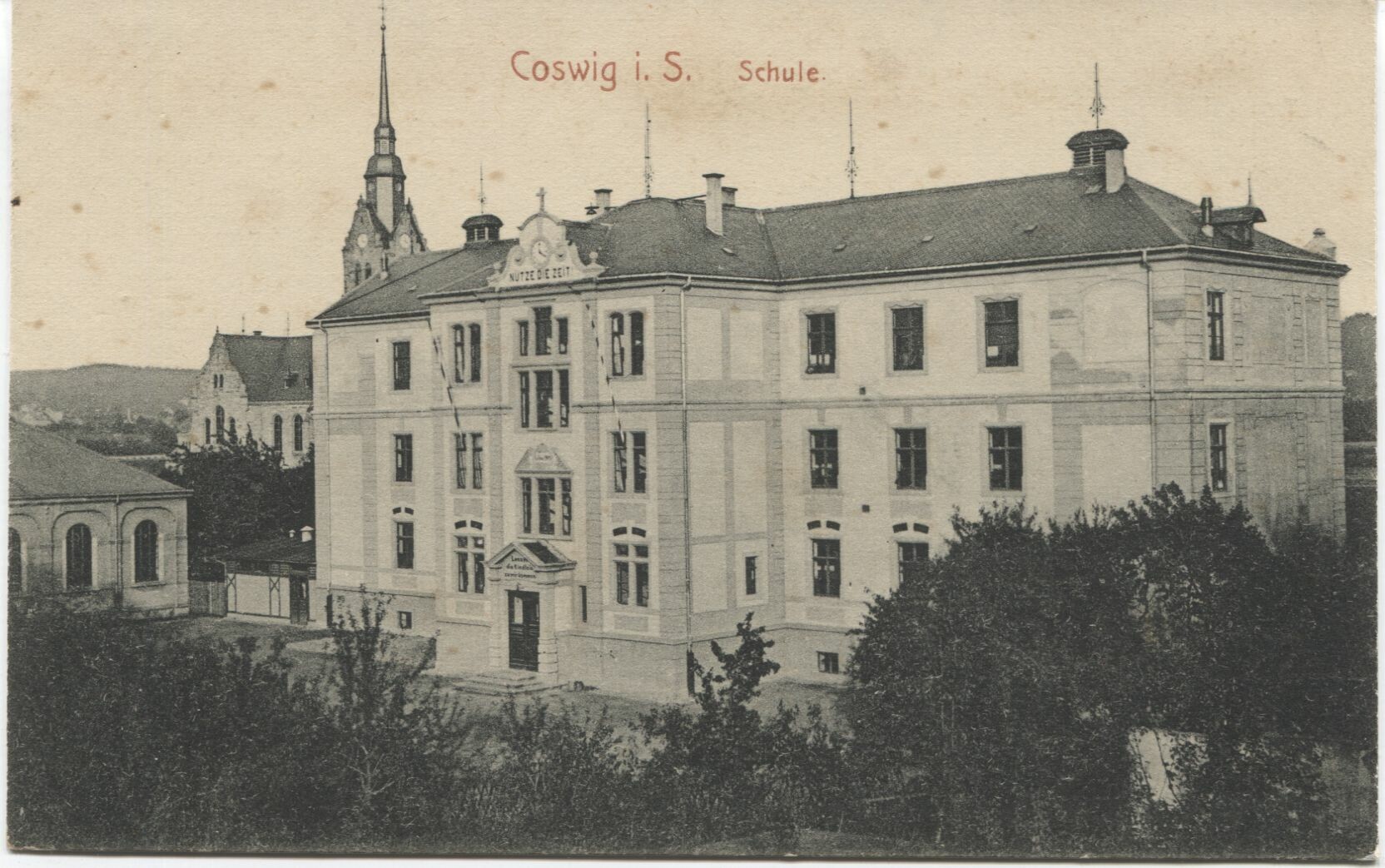 Postkarte: Coswig - Schulen (1.POS) (Karrasburg Museum Coswig CC BY-NC-SA)