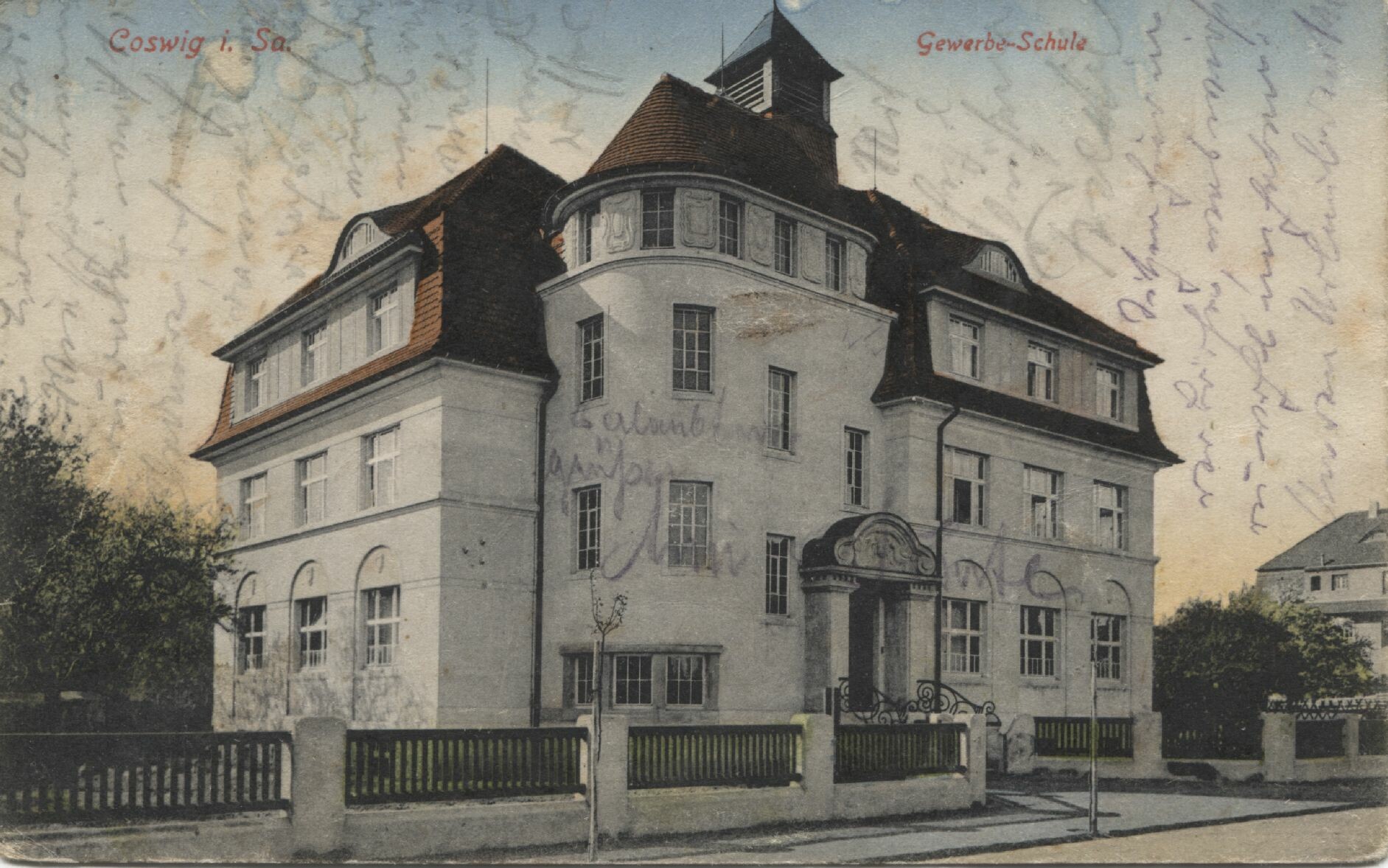 Postkarte: Coswig - Schulen (Gewerbeschule) (Karrasburg Museum Coswig CC BY-NC-SA)
