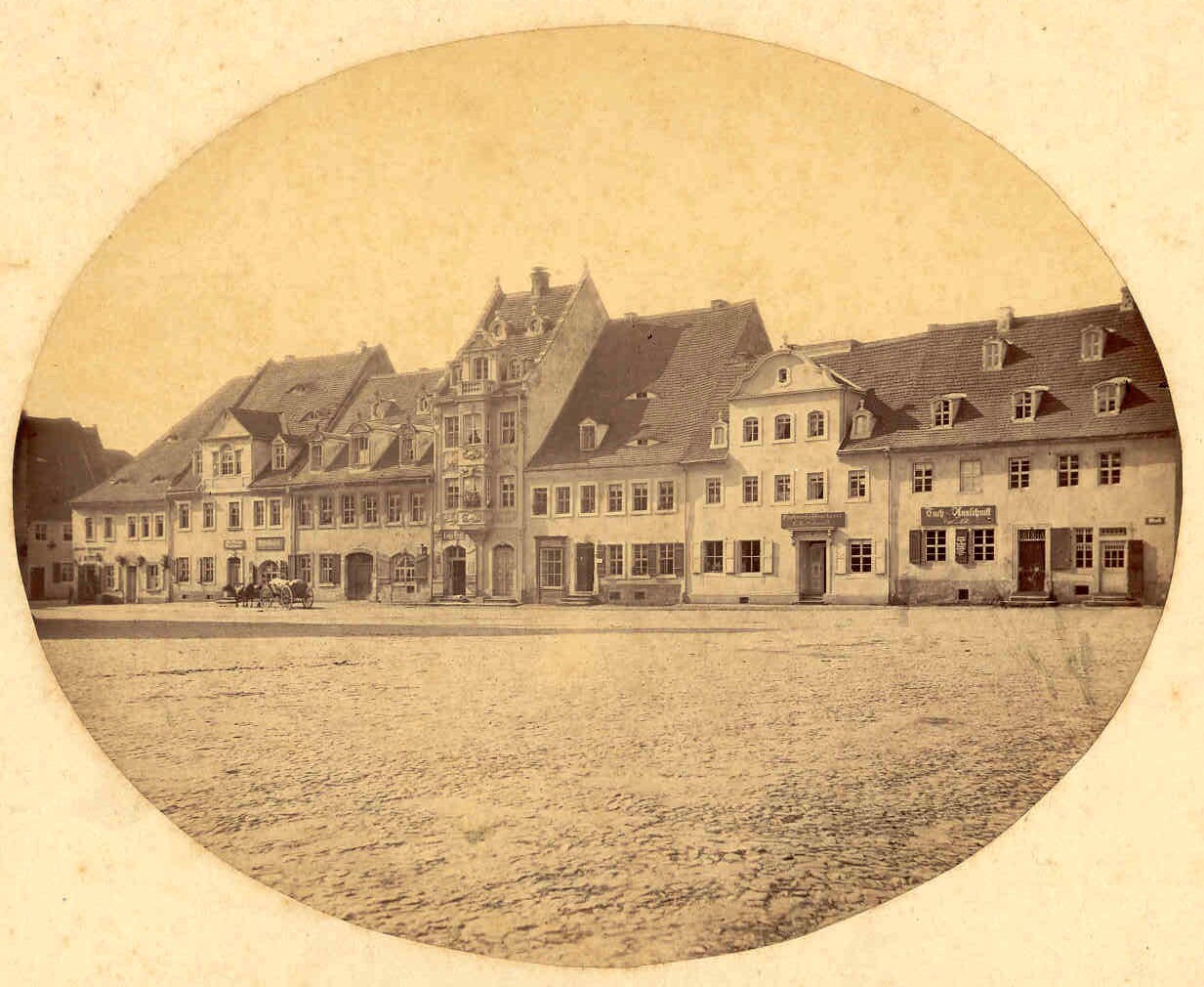 Südseite des Grimmaer Marktes um 1860 (Kreismuseum Grimma RR-F)