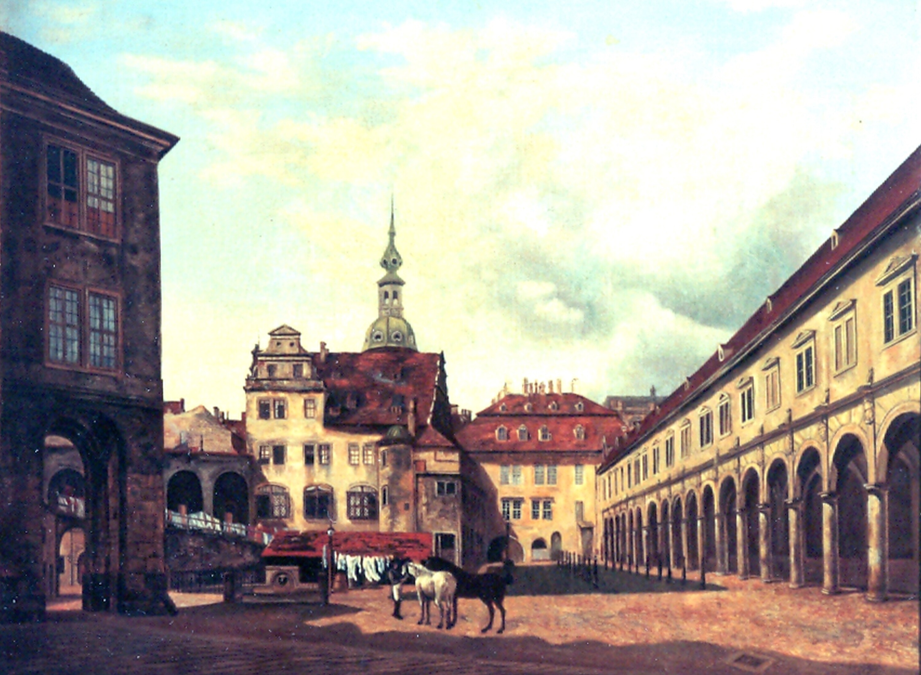 Gemälde: Der Stallhof des Dresdener Schlosses (Kulturhistorisches Museum Görlitz CC BY-NC-SA)