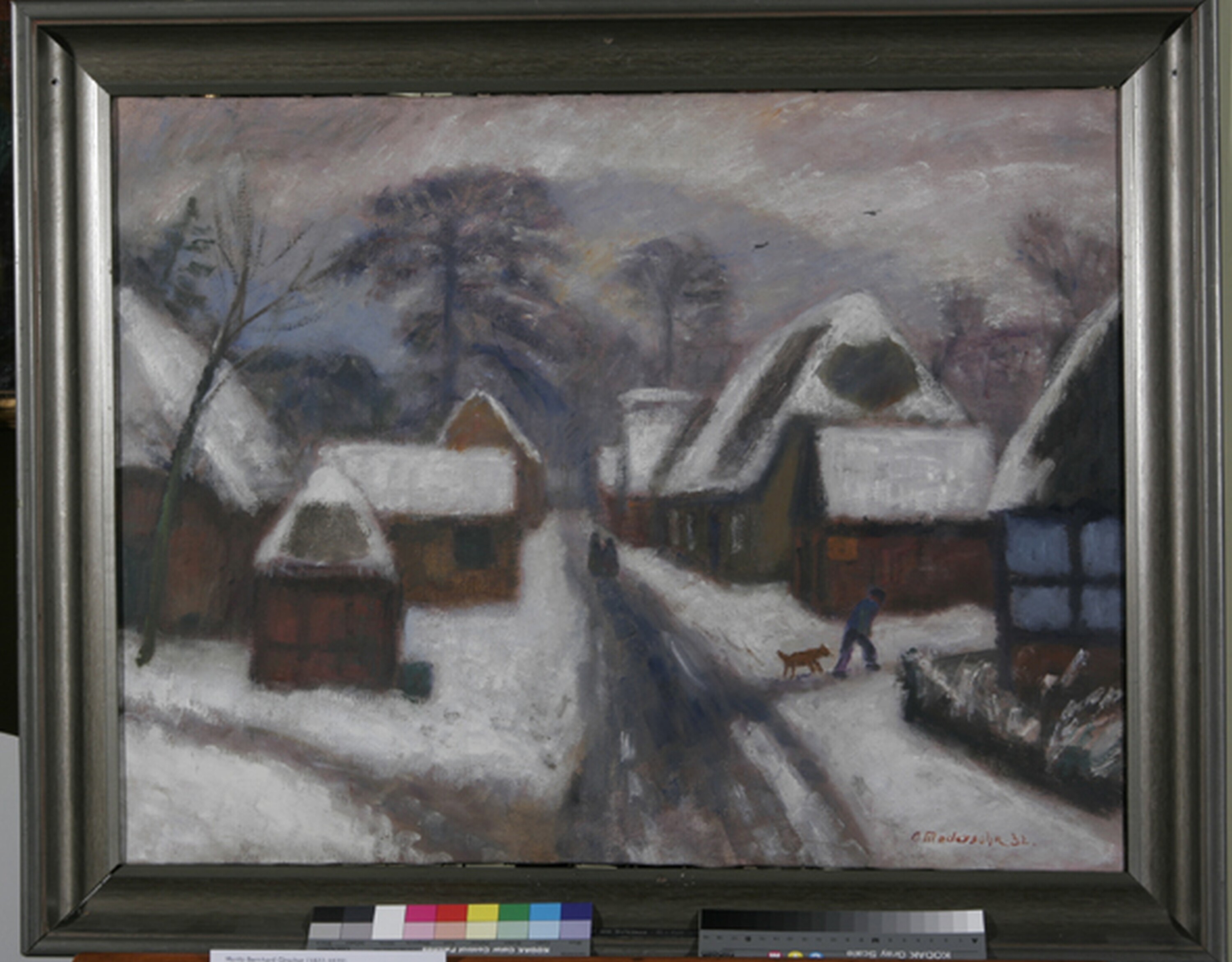 Gemälde: Dorf im Schnee (Kulturhistorisches Museum Görlitz RR-F)