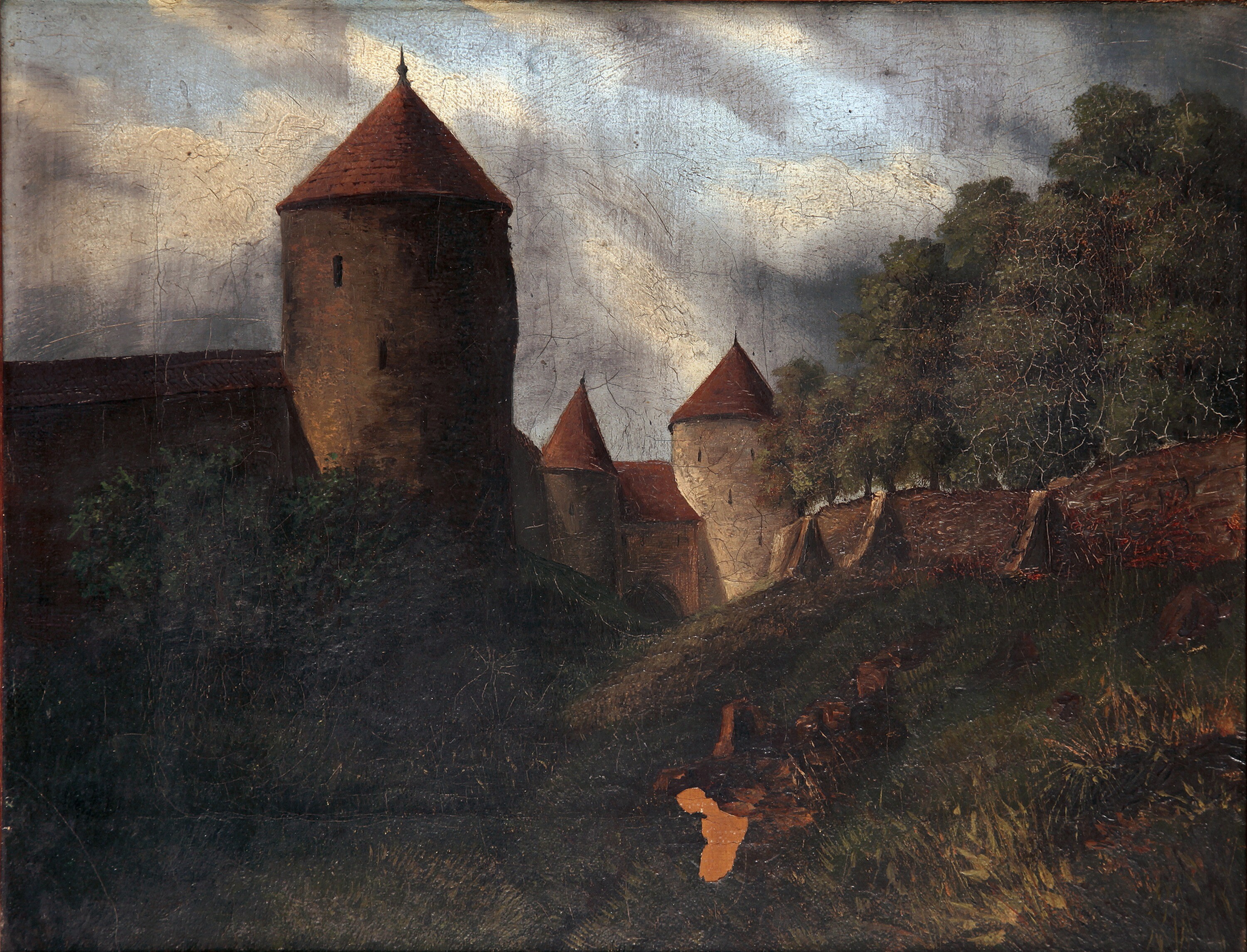 Gemälde: Görlitzer Stadtmauer am Grünen Graben (Kulturhistorisches Museum Görlitz CC BY-NC-SA)