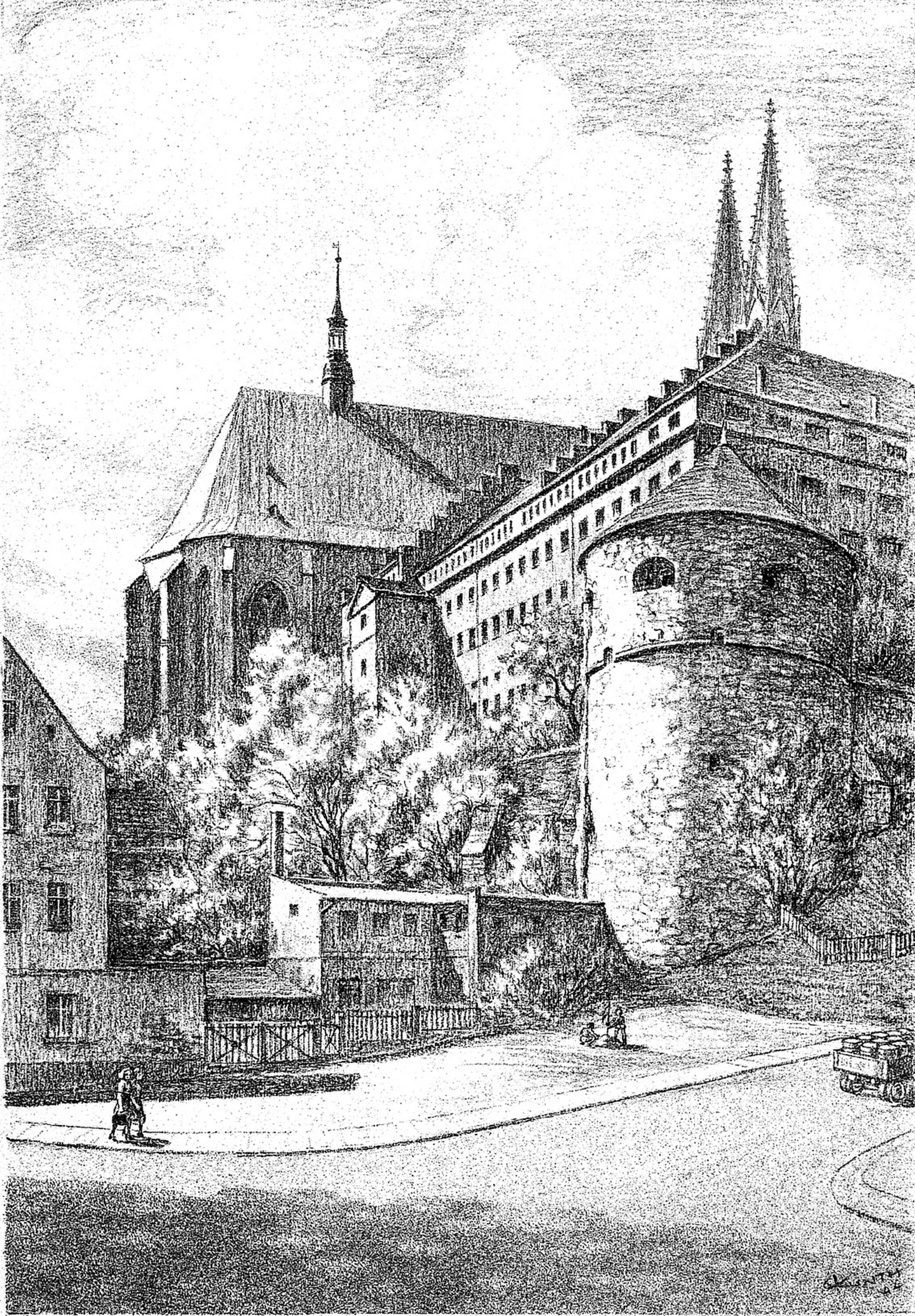 Grafik: Alte Bastei an der Hotherstrasse (Kulturhistorisches Museum Görlitz CC BY-NC-SA)