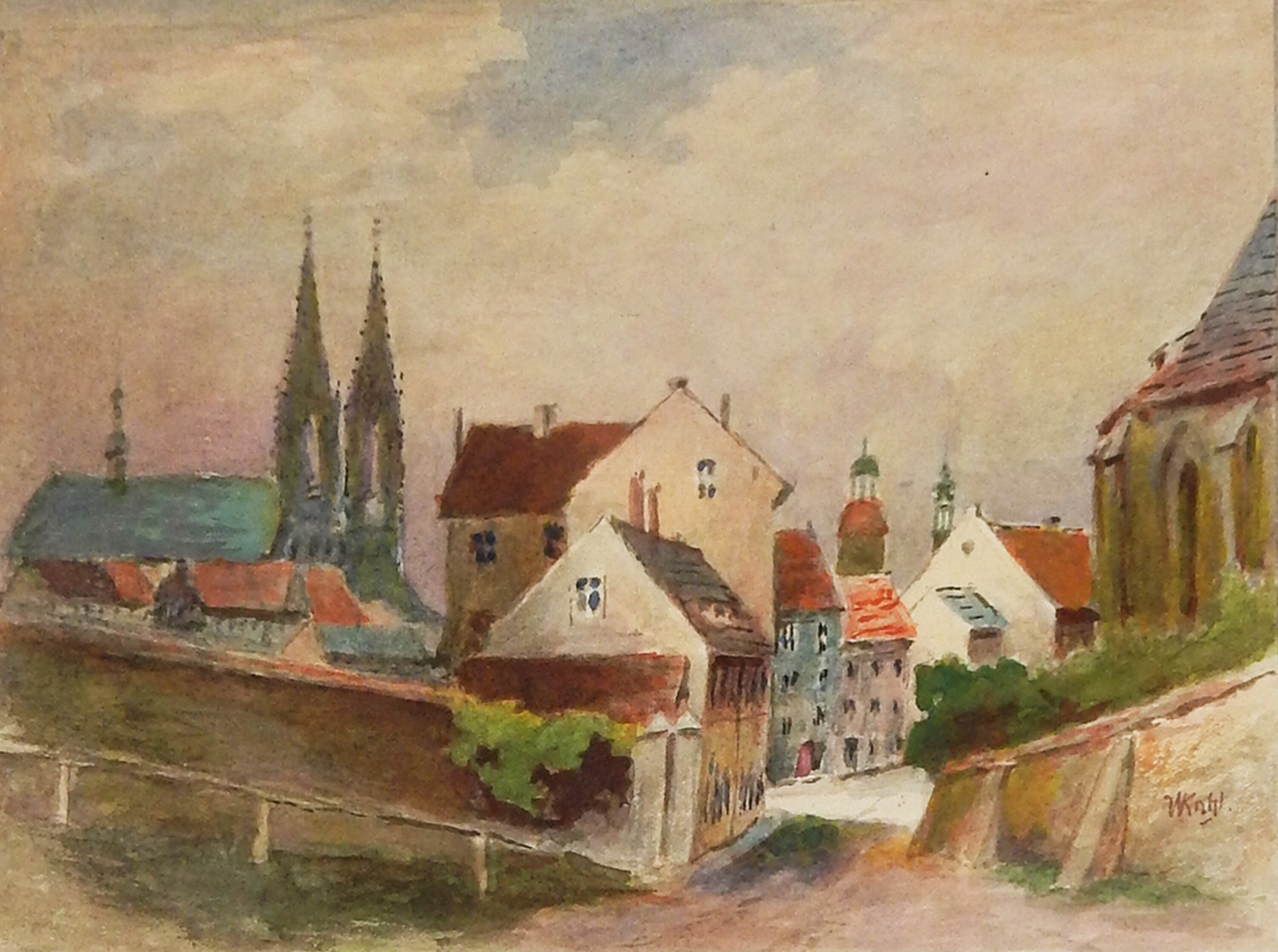 Grafik: Blick vom Finstertor zur Altstadt (Kulturhistorisches Museum Görlitz CC BY-NC-SA)