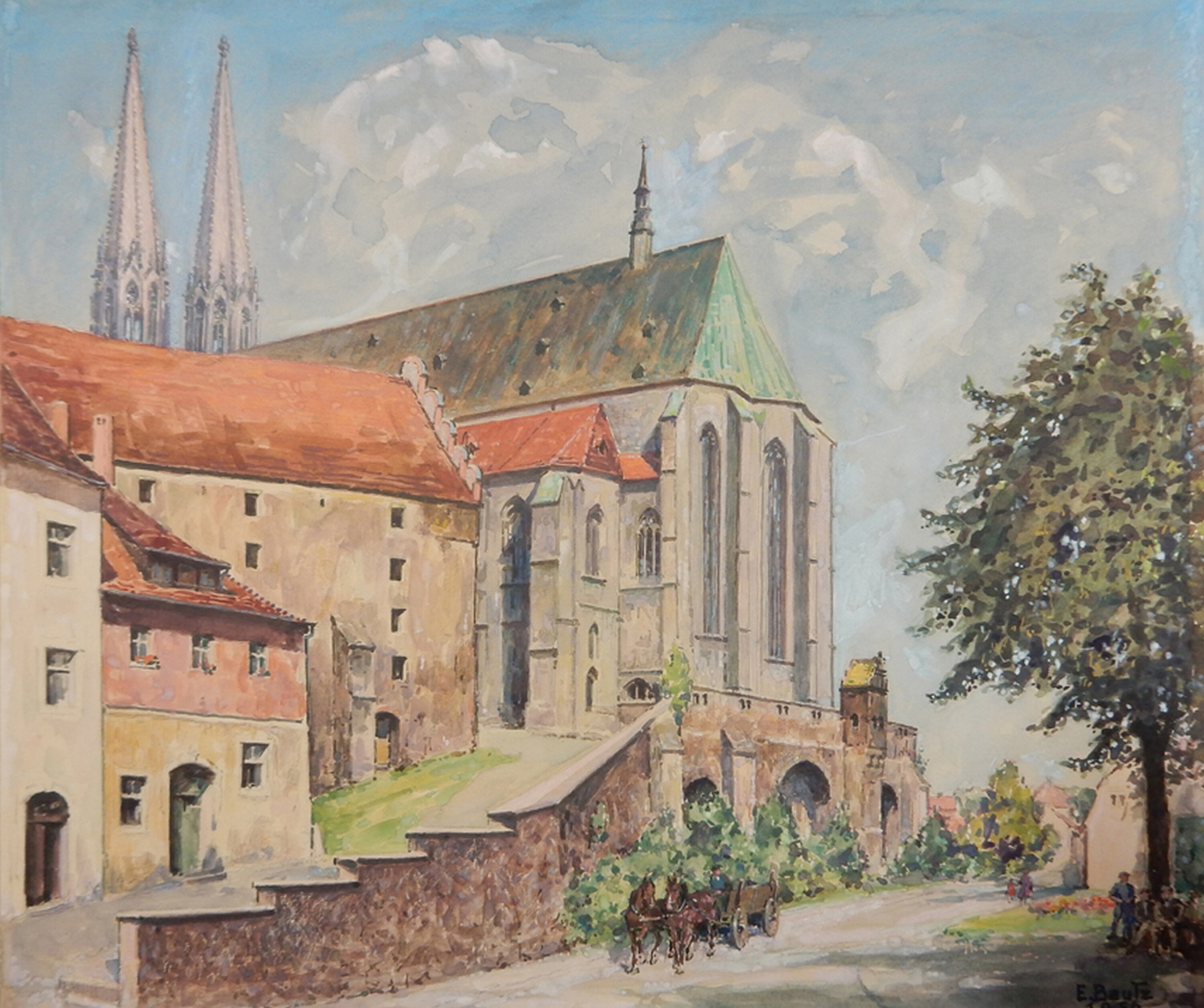 Grafik: Blick zur Peterskirche (Kulturhistorisches Museum Görlitz CC BY-NC-SA)