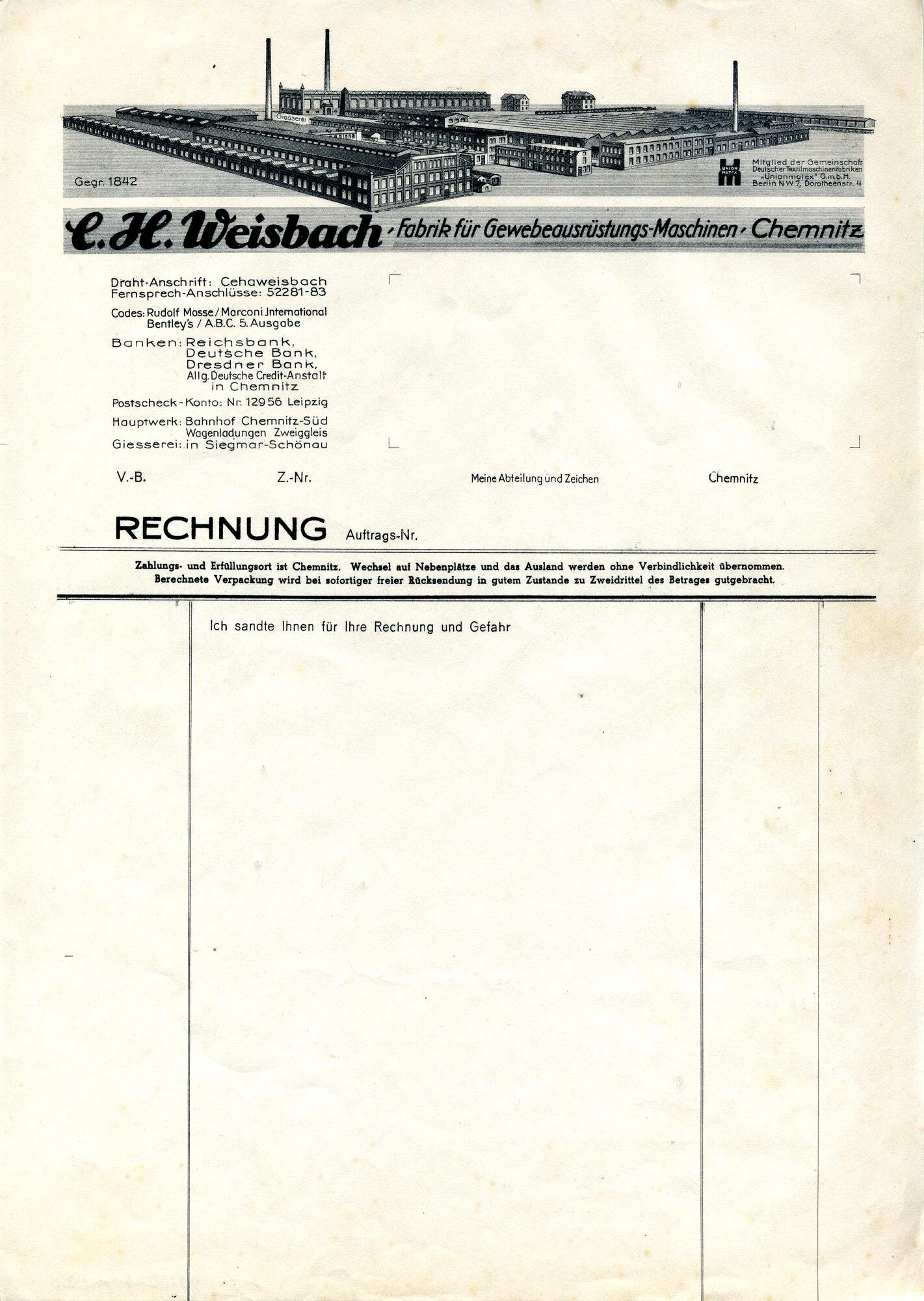 Brief, Front (Industriemuseum Chemnitz; Scan: Carola Hütcher CC BY-NC-SA)
