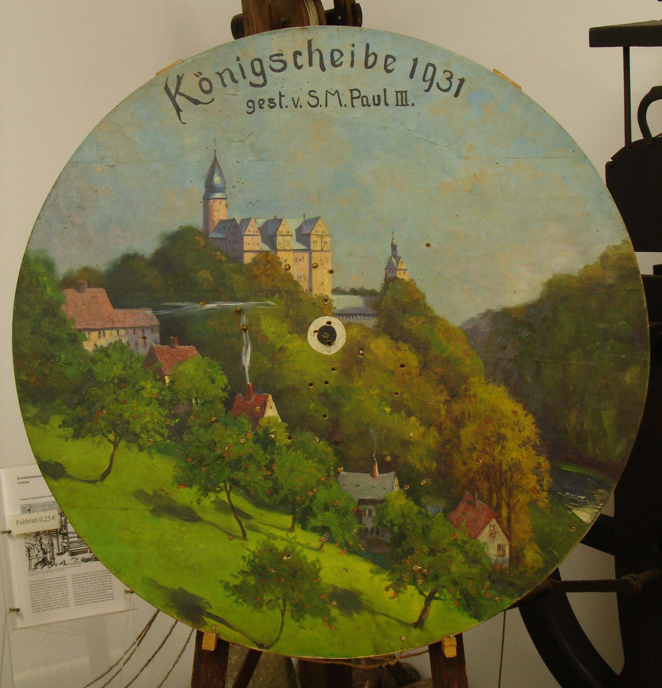 Schützenscheibe: Königsscheibe 1931 / Ansicht Rochsburg (Kreismuseum Grimma RR-F)