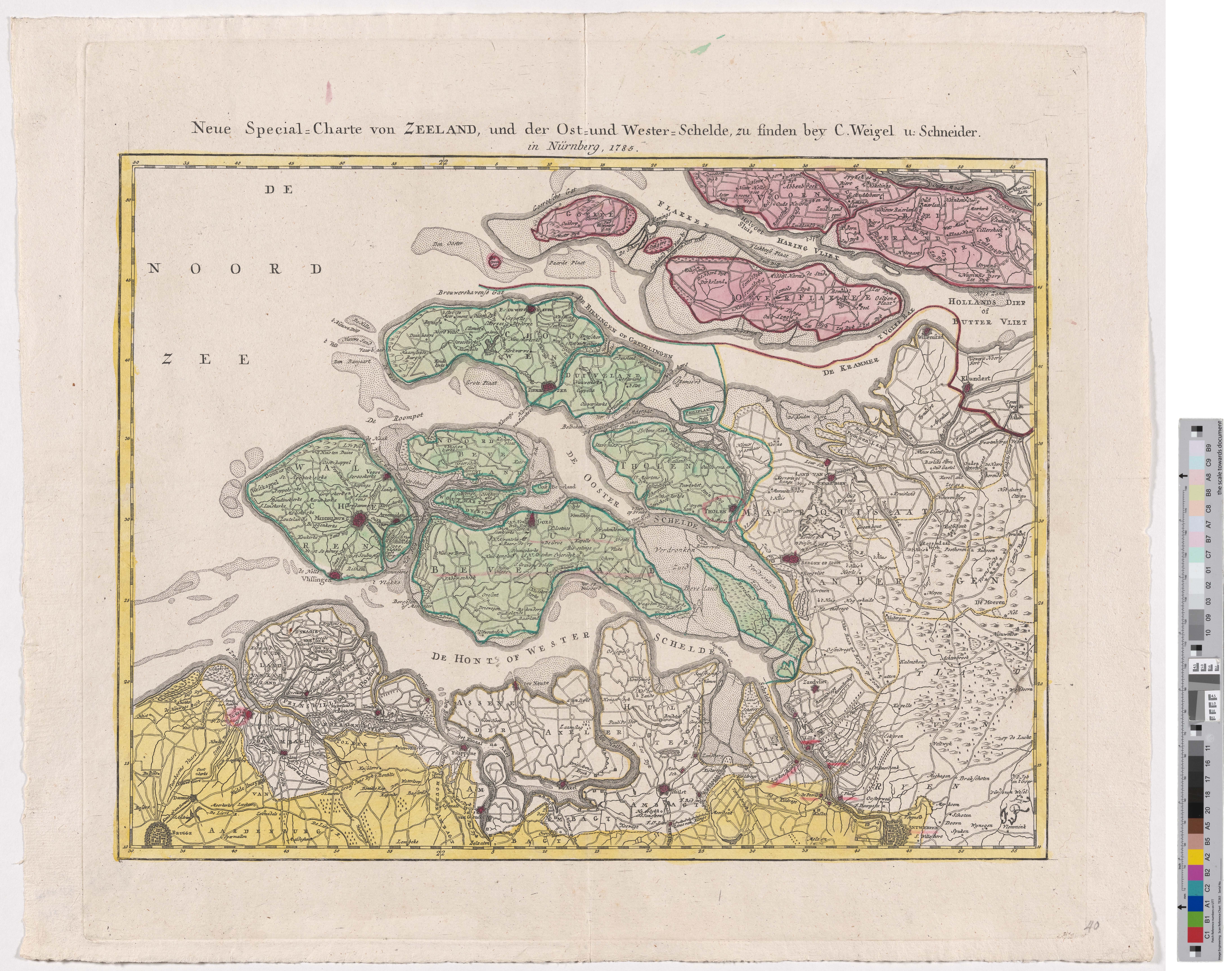 Landkarte "Neue Special-Charte von Zeeland und der Ost- und Wester-Schelde" (Kreismuseum Grimma RR-F)