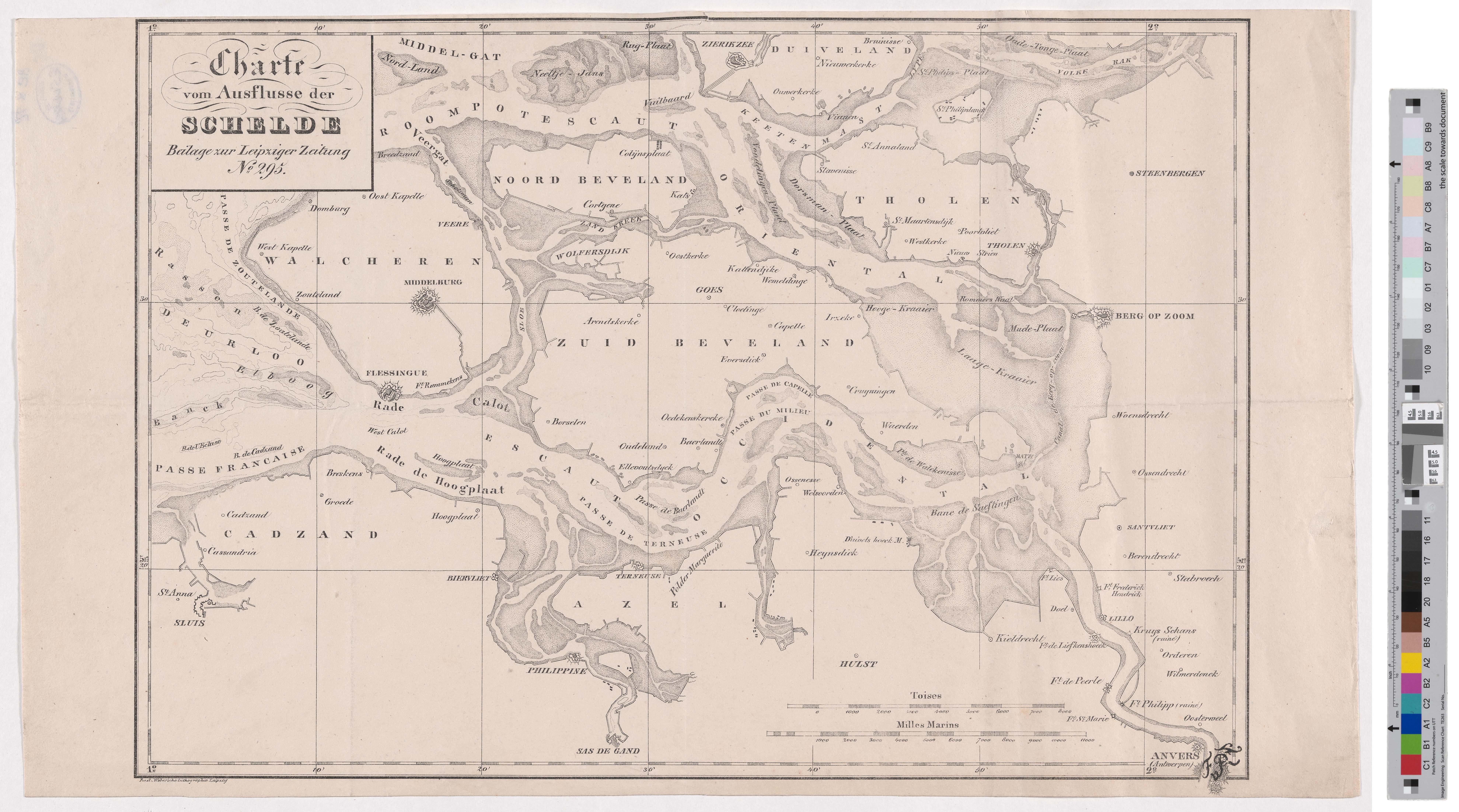 Landkarte "Charte vom Ausfluss der Schelde" (Kreismuseum Grimma RR-F)