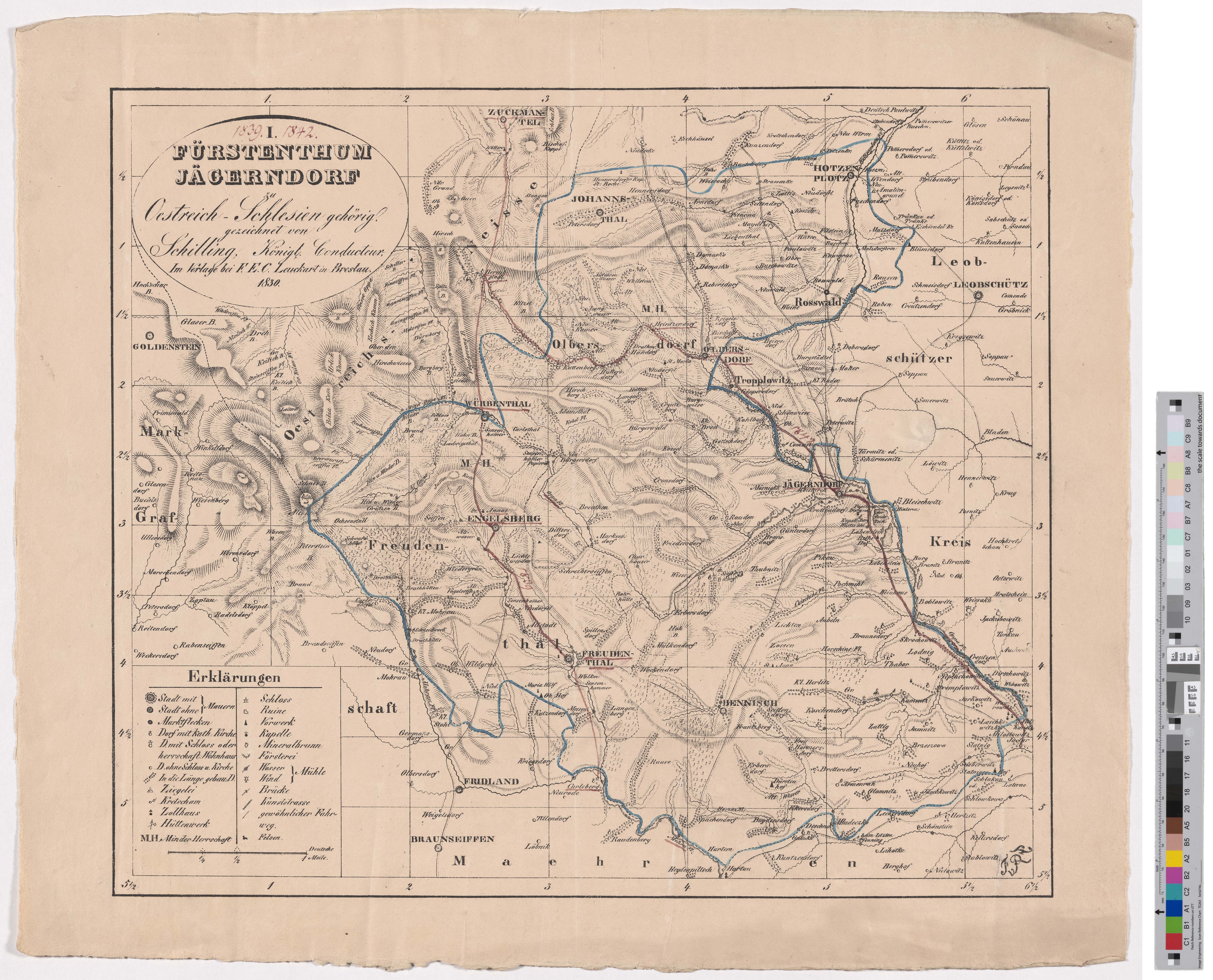 Landkarte "I. Fürstenthum Jägerndorf zu Oestereich-Schlesien gehörig." (Kreismuseum Grimma RR-F)