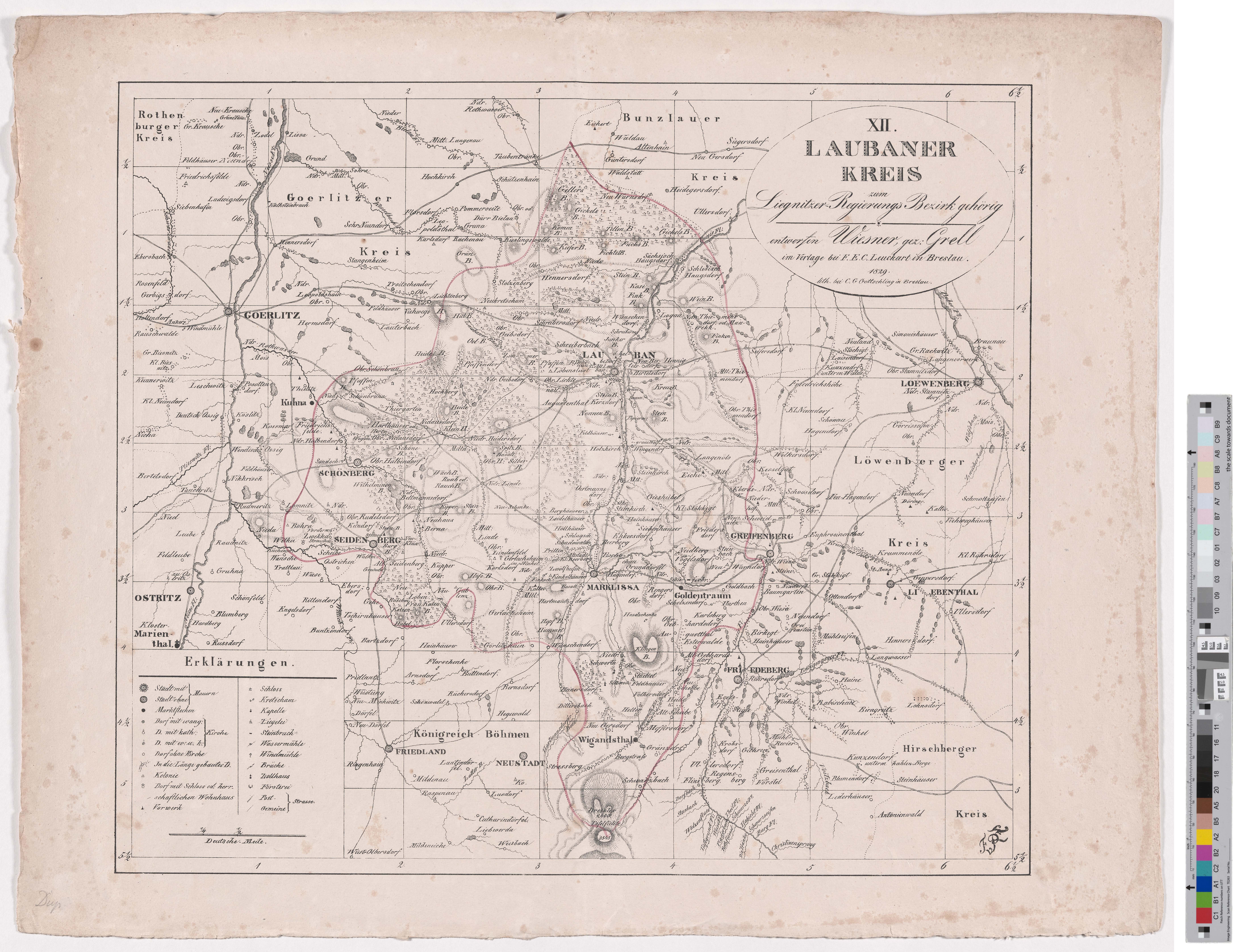Landkarte „XII. Laubaner Kreis“ (Kreismuseum Grimma RR-F)