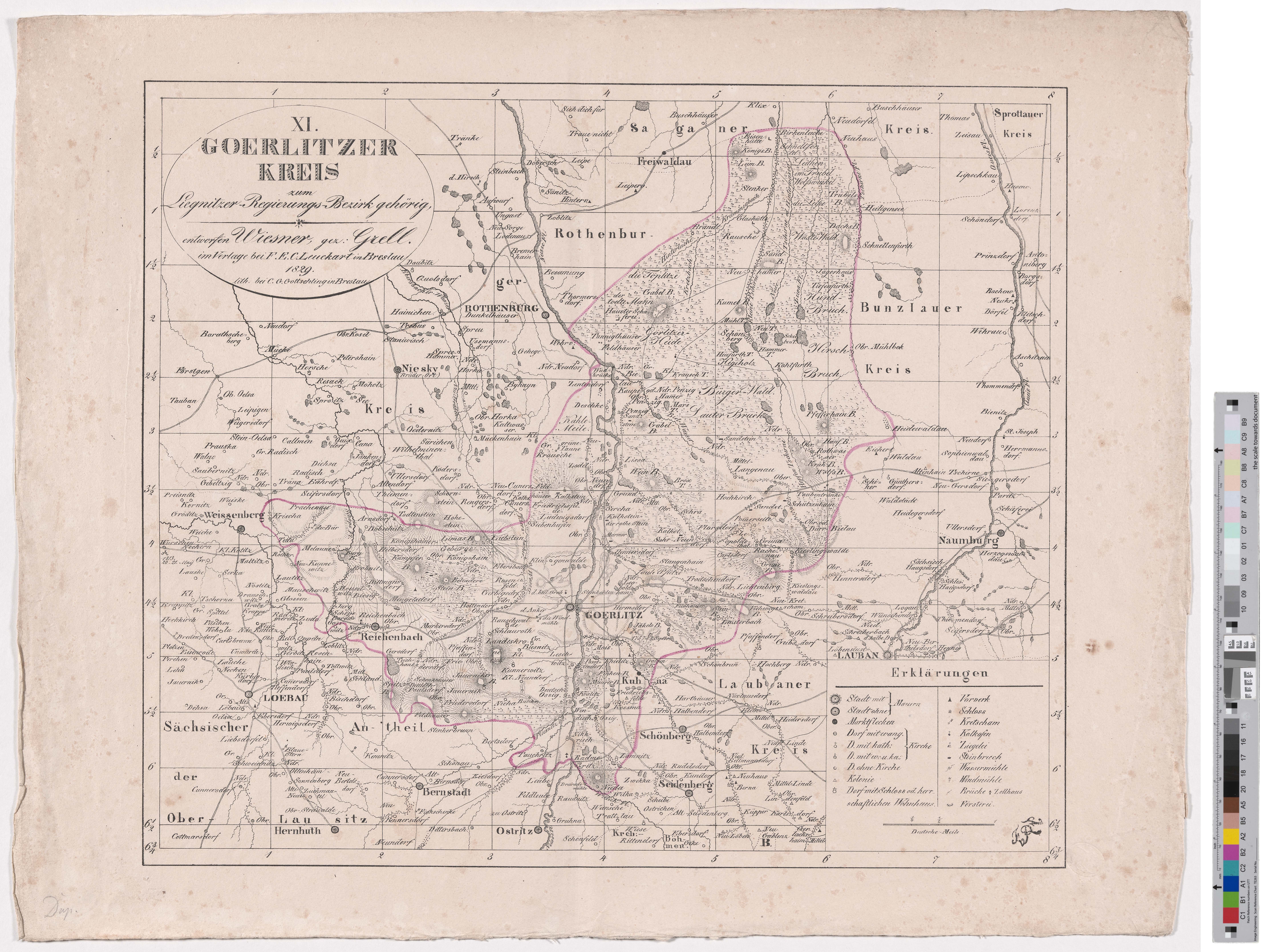 Landkarte „XI. Goerlitzer Kreis“ (Kreismuseum Grimma RR-F)