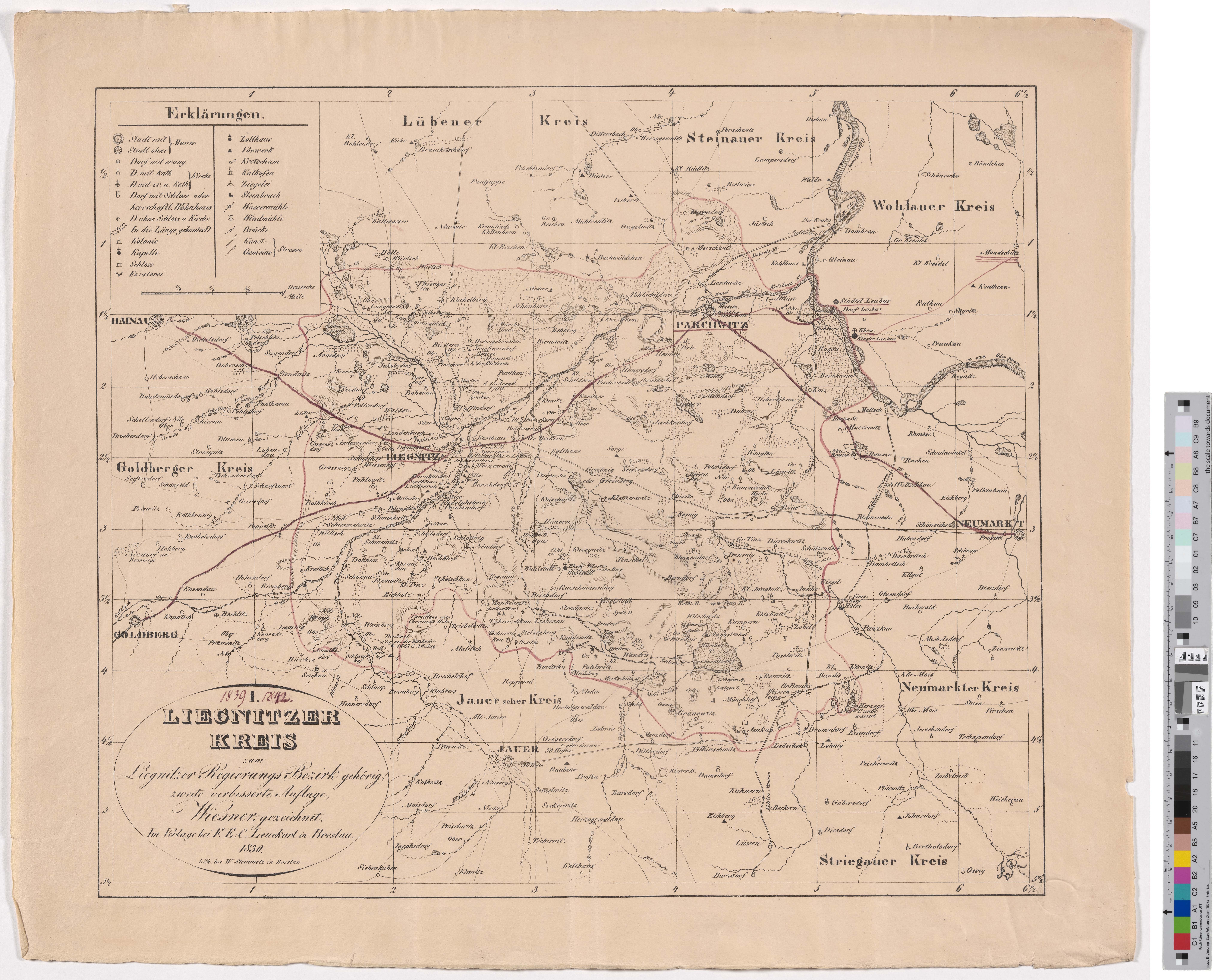 Landkarte „I. Liegnitzer Kreis“ (Kreismuseum Grimma RR-F)