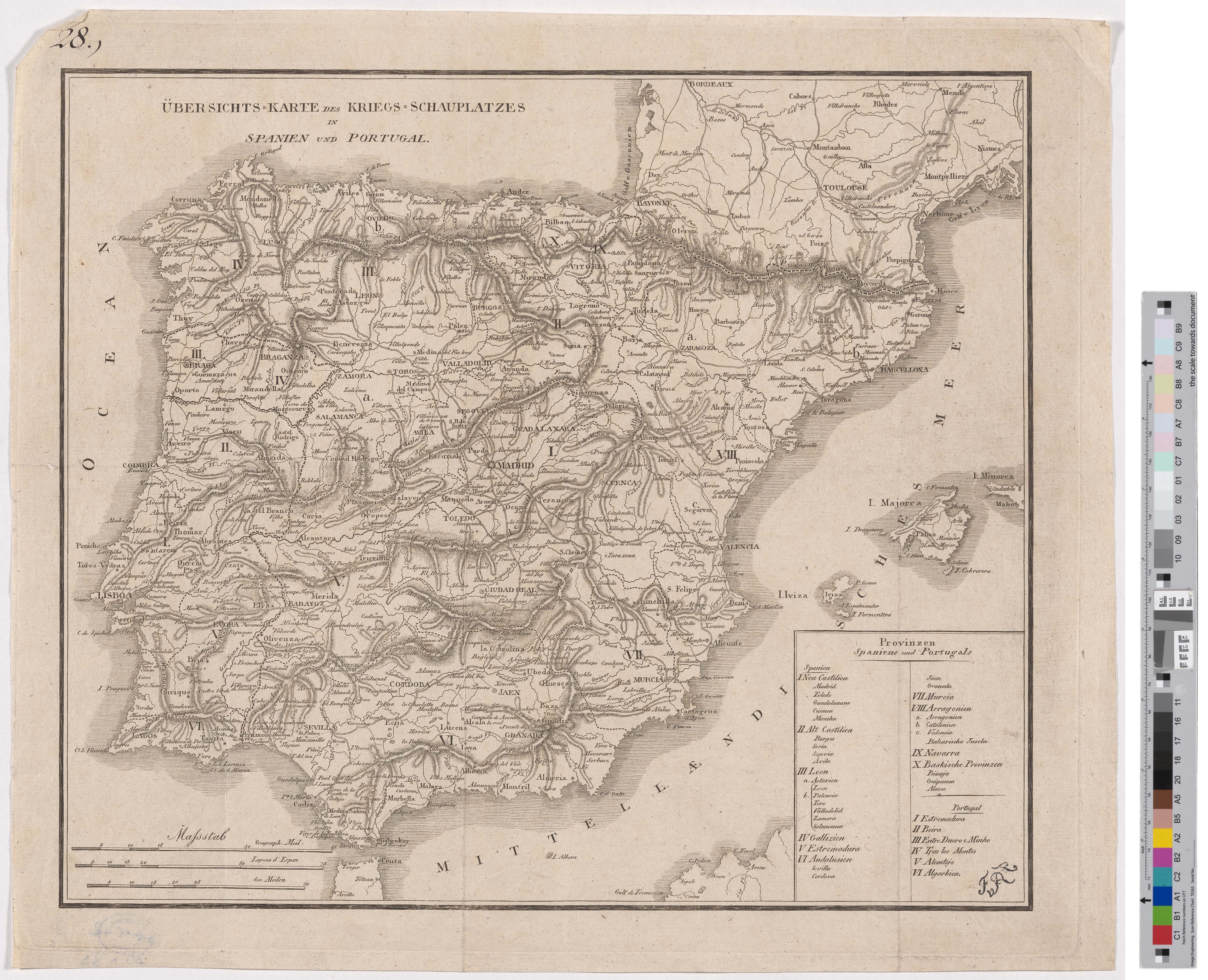 "Übersichts-Karte des Kriegs-Schauplatzes in Spanien und Portugal." (Kreismuseum Grimma RR-F)