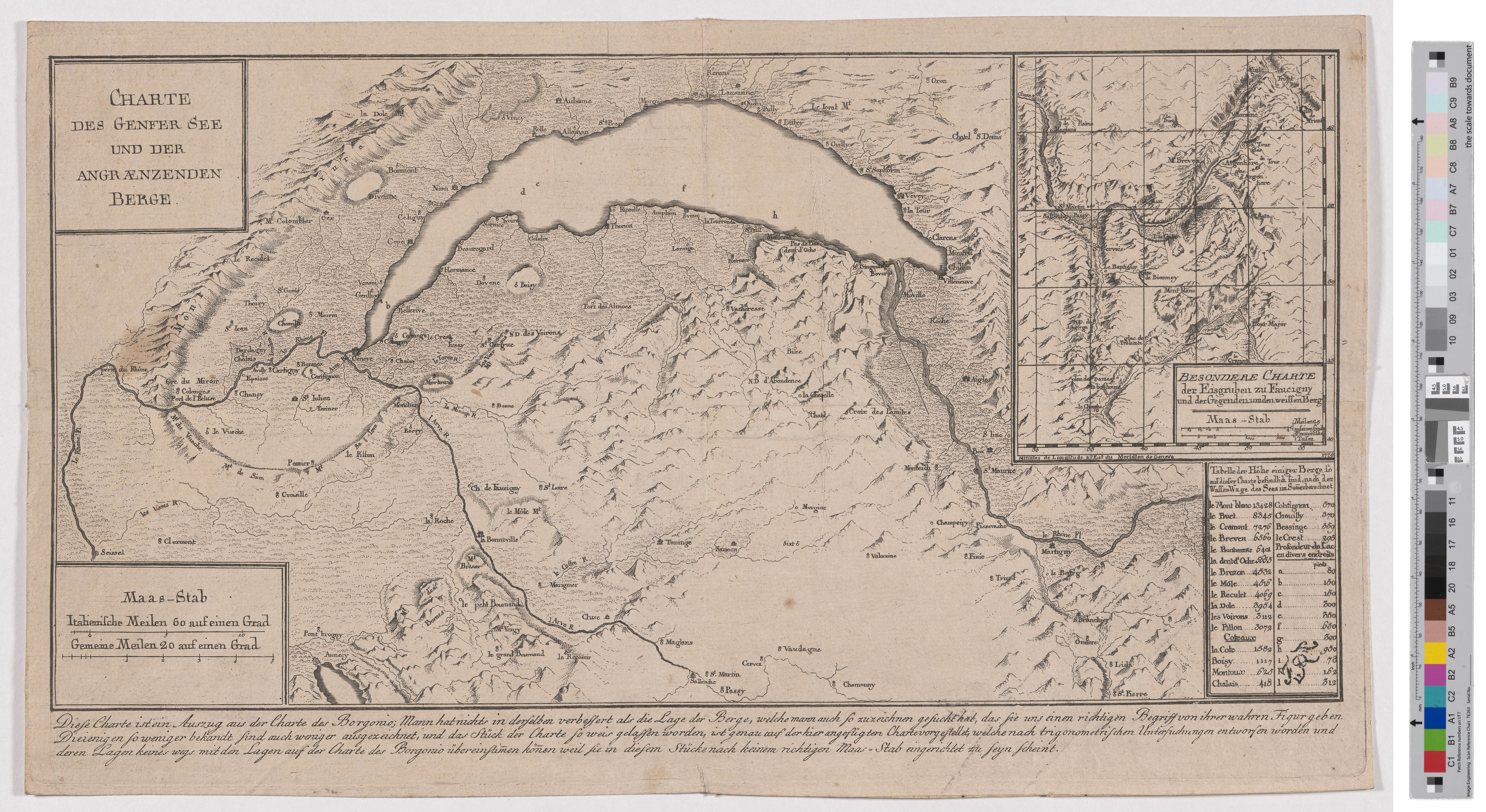 Landkarte "Charte des Genfer See und der angrenzenden Berge" (Kreismuseum Grimma RR-F)