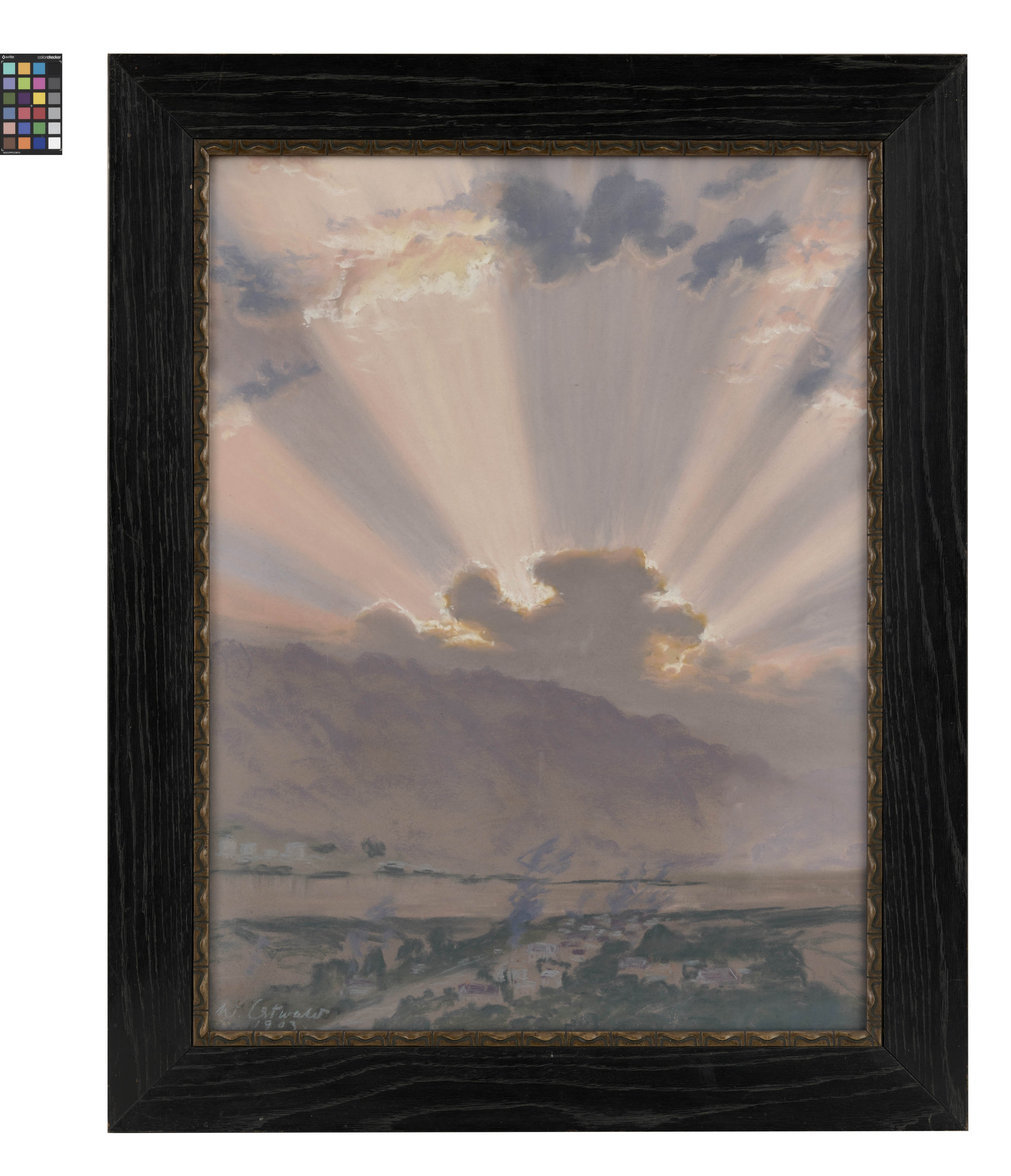 Pastellbild: Landschaft im Sonnenuntergang (Kreismuseum Grimma RR-F)