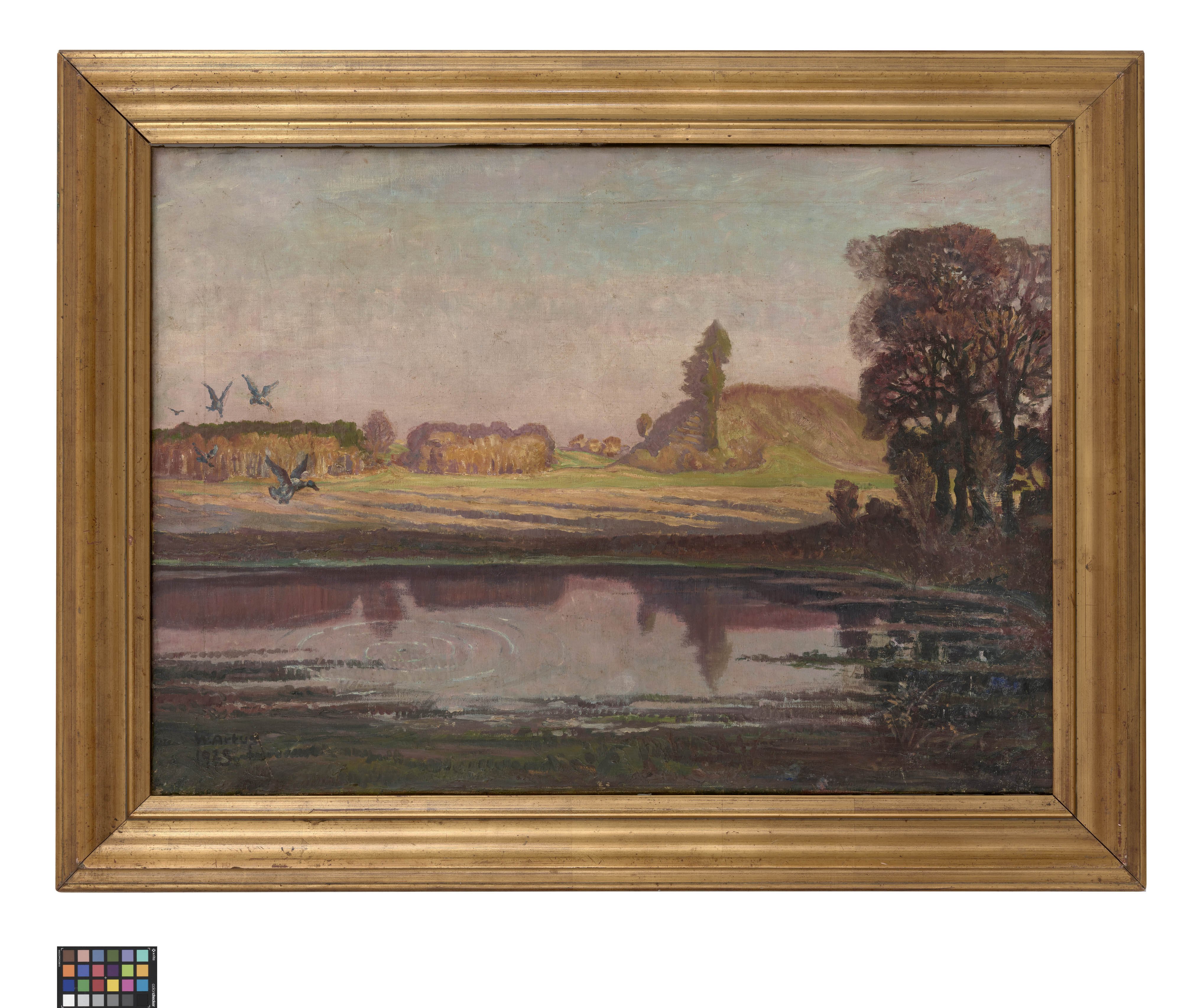 Ölbild: Landschaft mit Teich (Kreismuseum Grimma RR-F)
