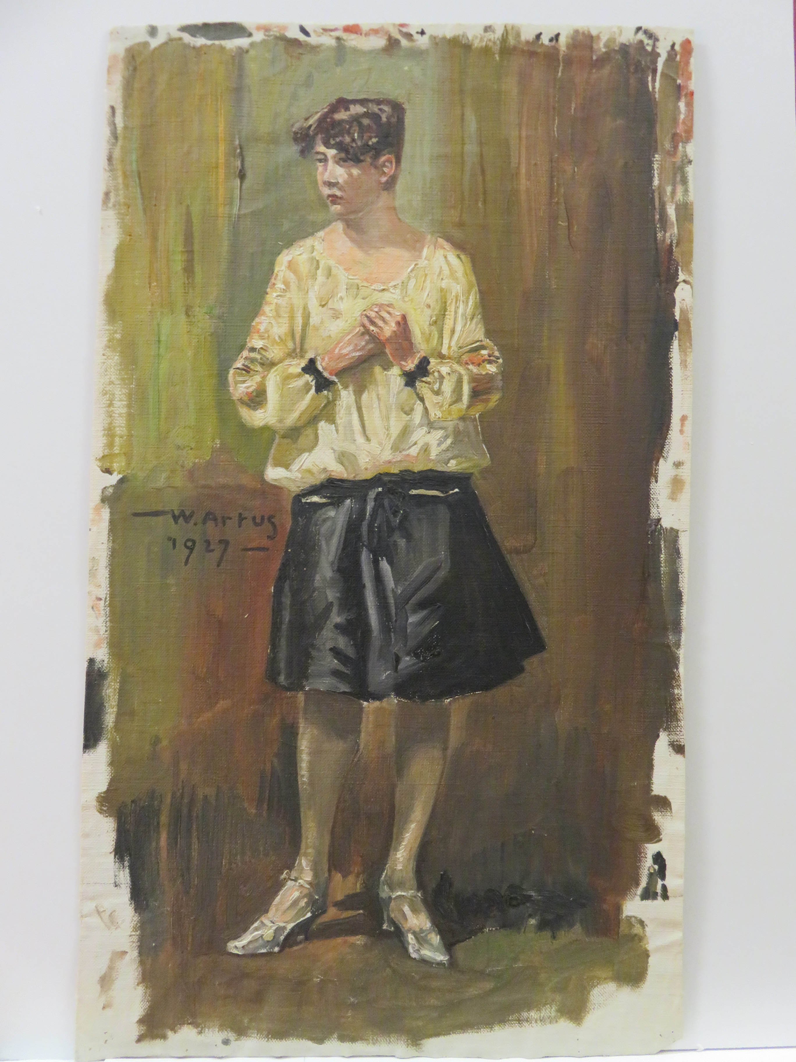 Ölbild: Mädchen mit weißer Bluse (Kreismuseum Grimma RR-F)
