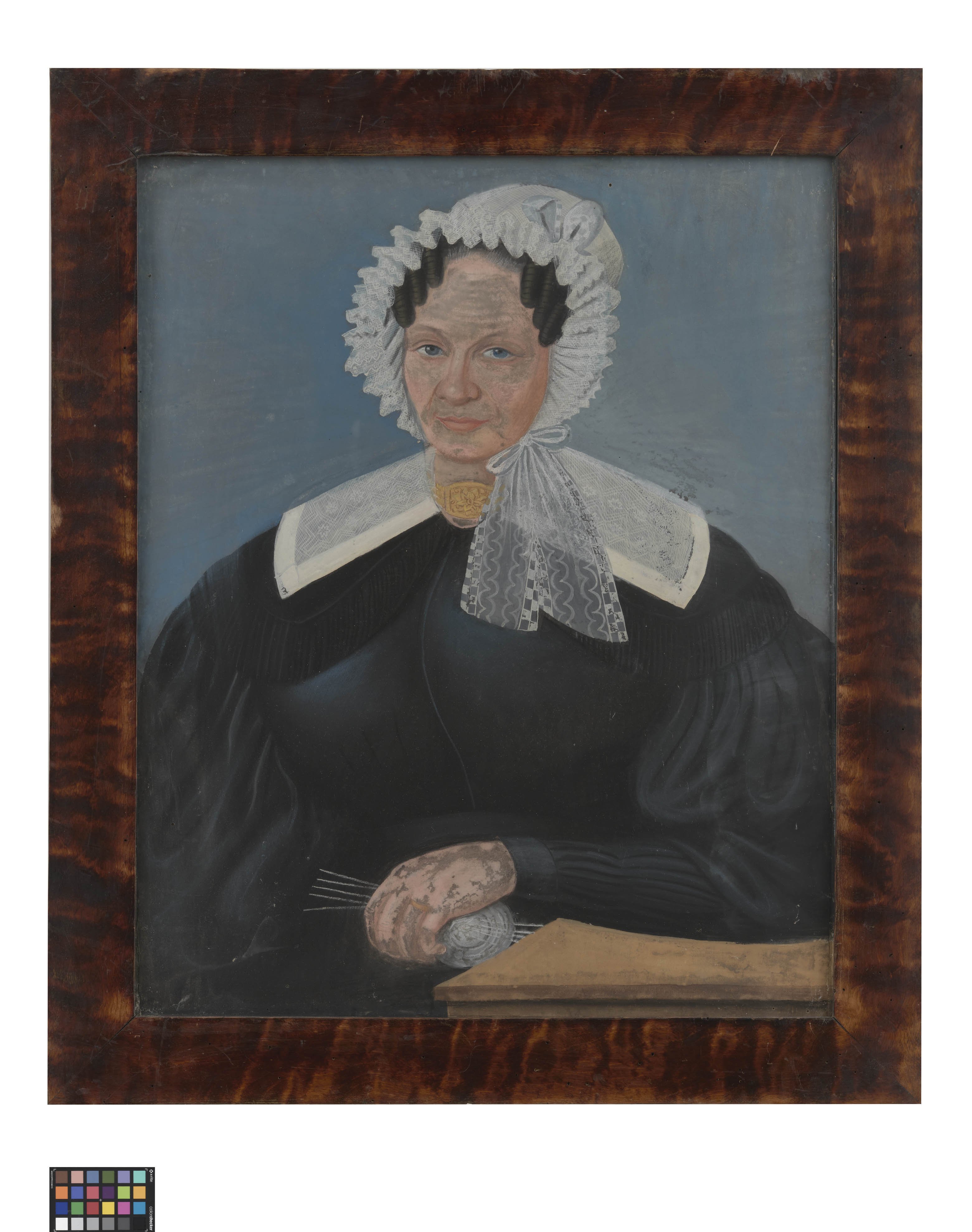 Pastellbild: Porträt einer Frau mit weißer Haube (Kreismuseum Grimma RR-F)