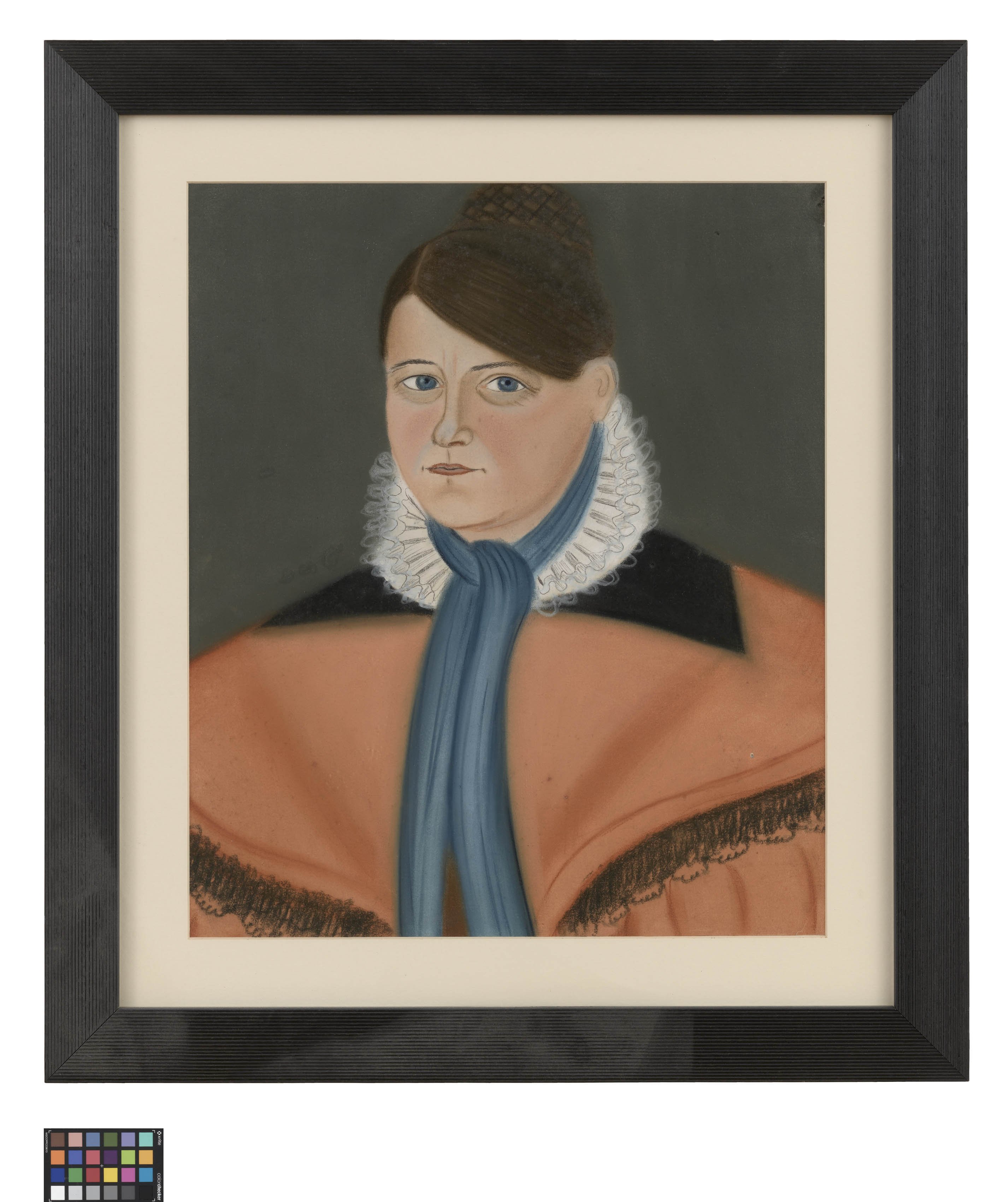 Pastellbild: Frau mit blauem Tuch (Kreismuseum Grimma RR-F)