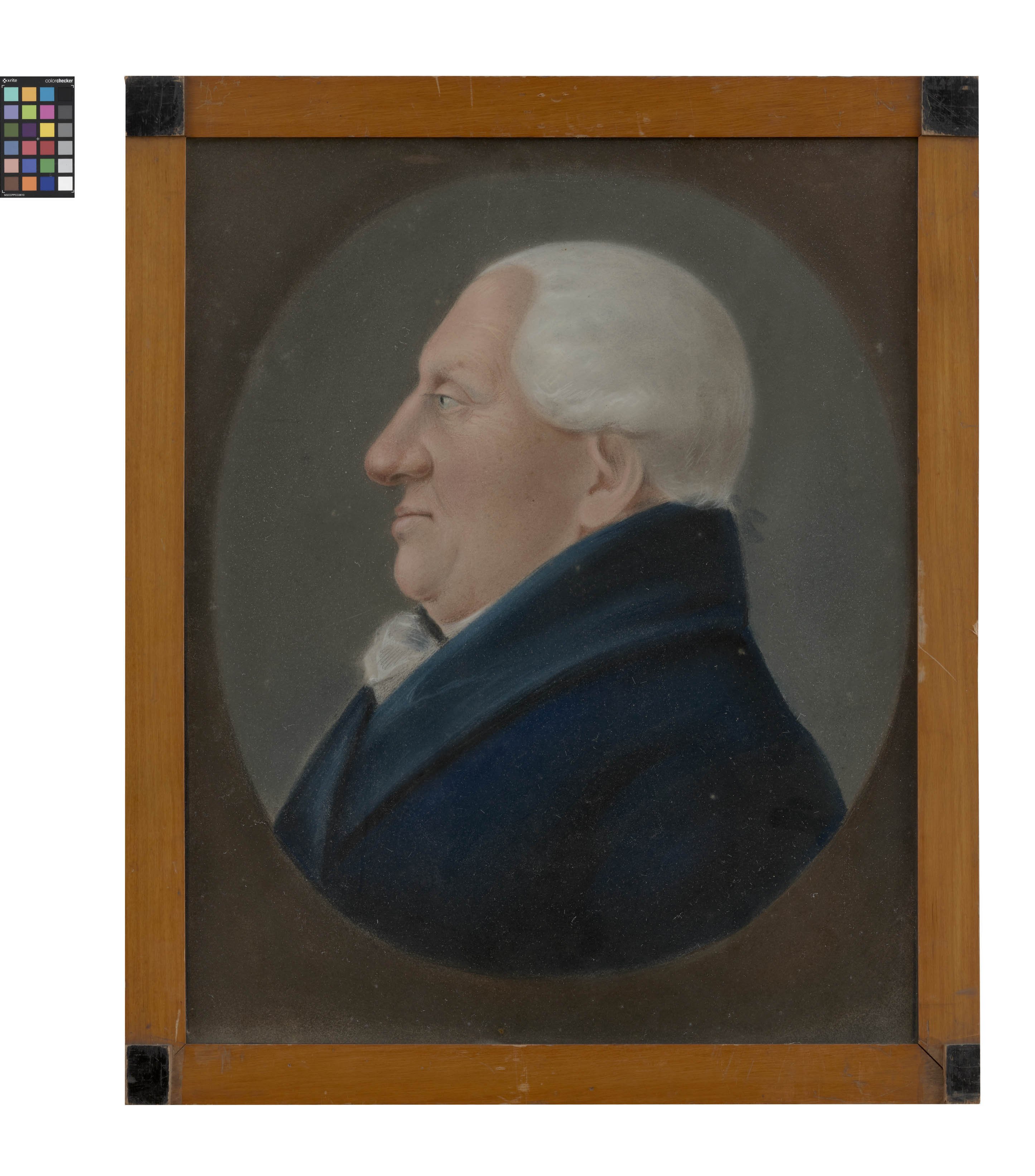 Pastellbild: Porträt eines Mannes mit blauer Jacke (Kreismuseum Grimma RR-F)