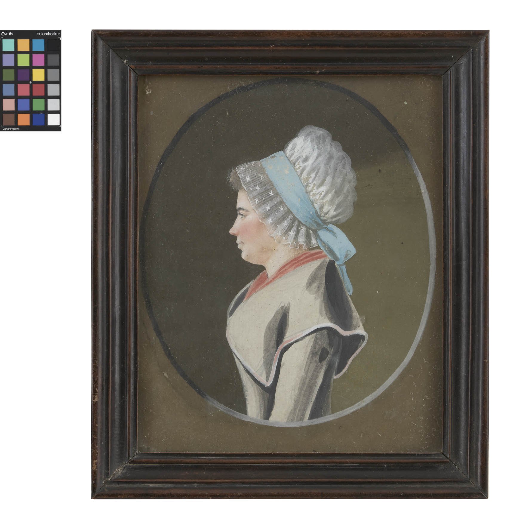 Gouachebild: Junge Frau mit weißer Haube (Kreismuseum Grimma RR-F)