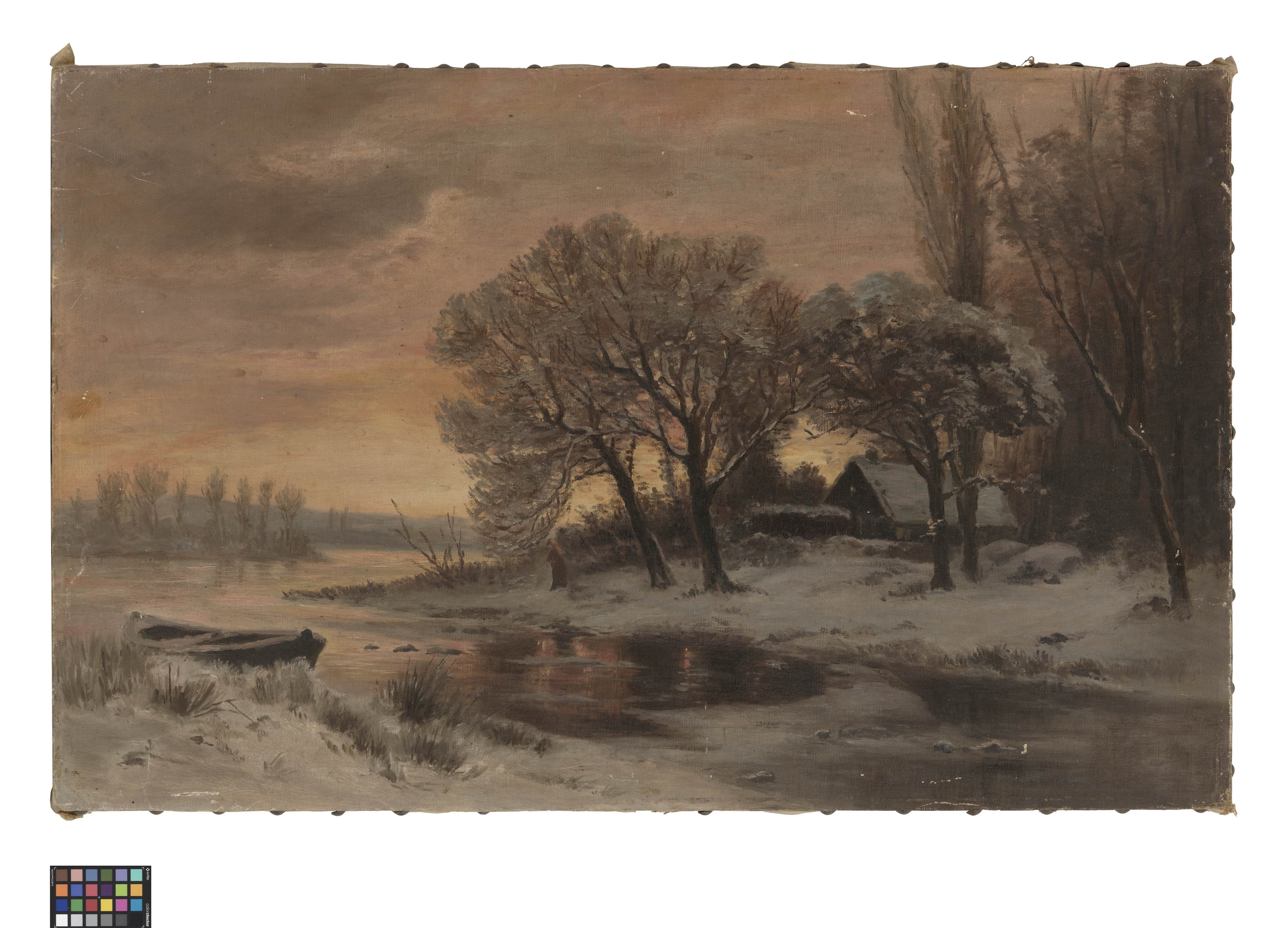 Ölbild: Landschaft mit Fluß und Boot (Kreismuseum Grimma RR-F)
