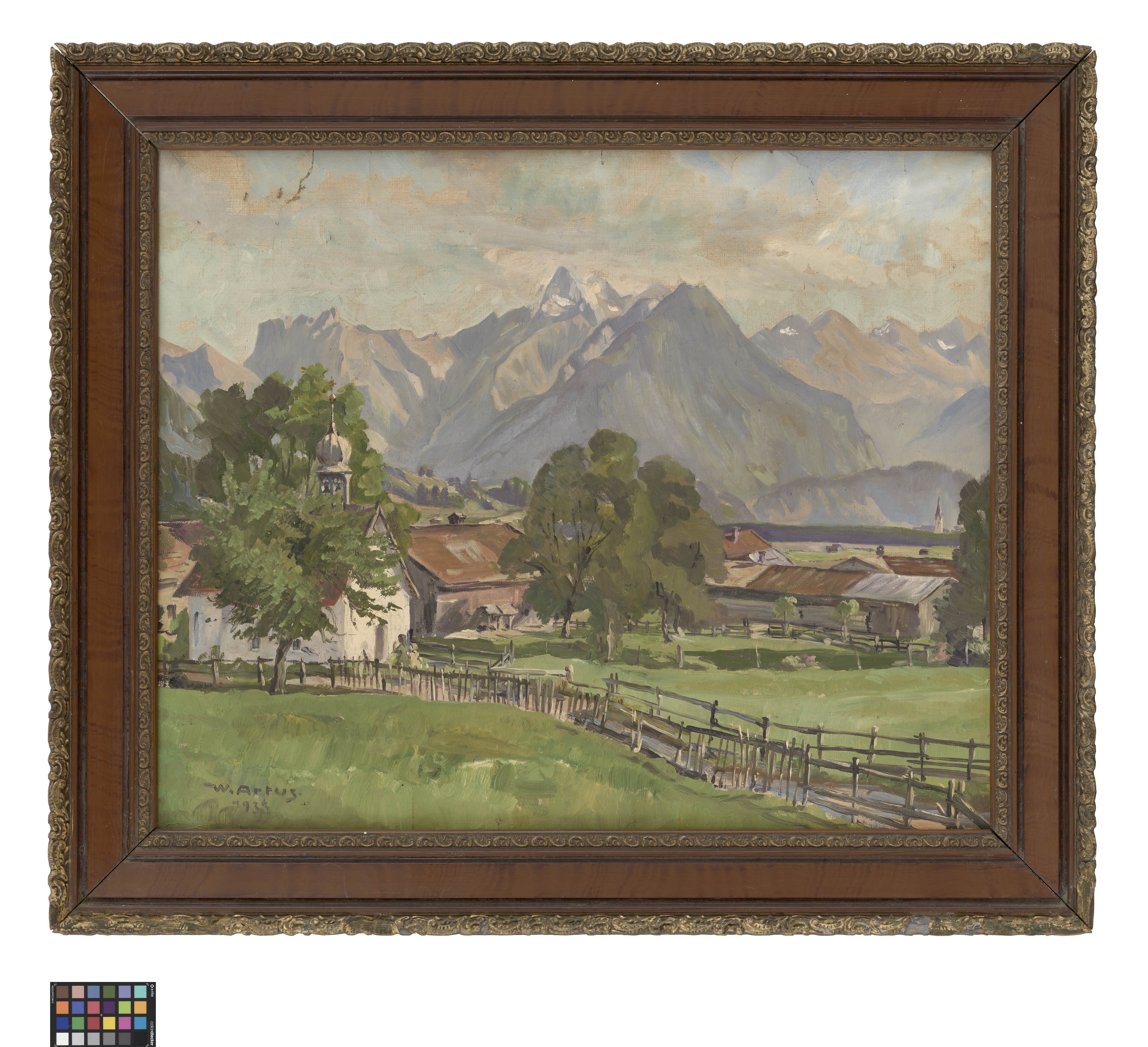 Ölbild: Oberstdorf mit Nebelhorn (Kreismuseum Grimma RR-F)