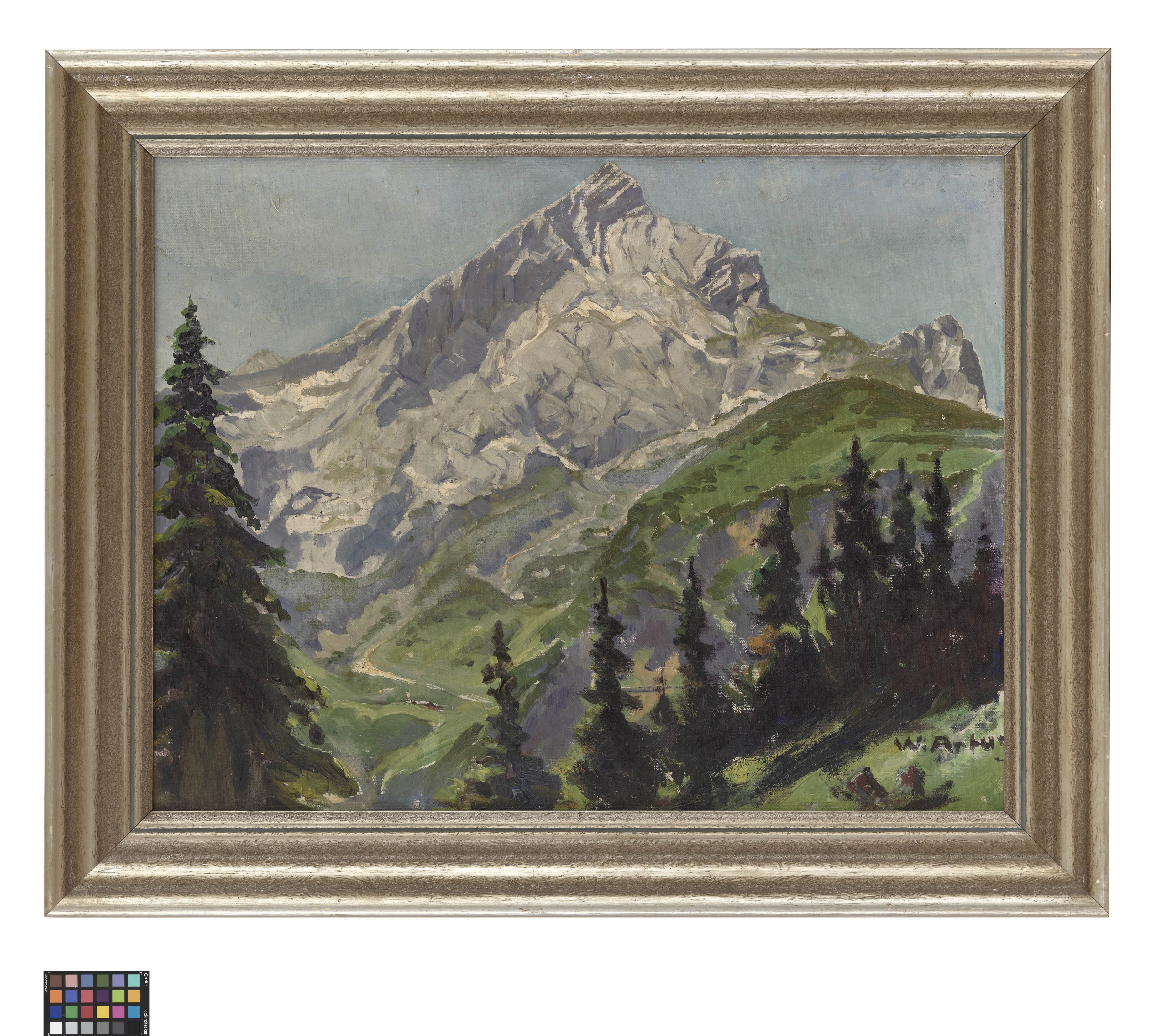 Ölbild: Alpenlandschaft mit Watzmann (Kreismuseum Grimma RR-F)