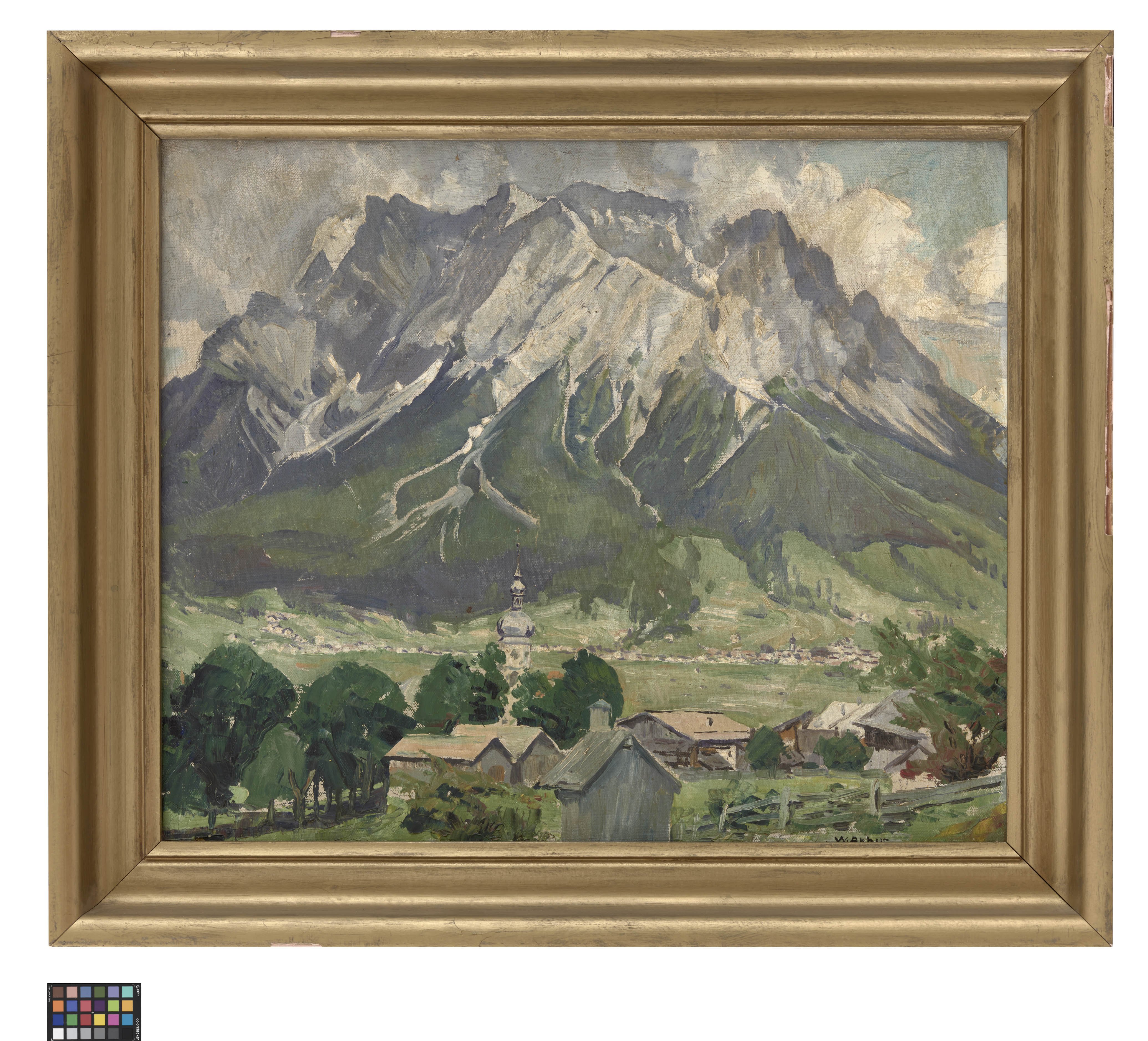 Ölbild: Alpenlandschaft mit Zugspitze (Kreismuseum Grimma RR-F)