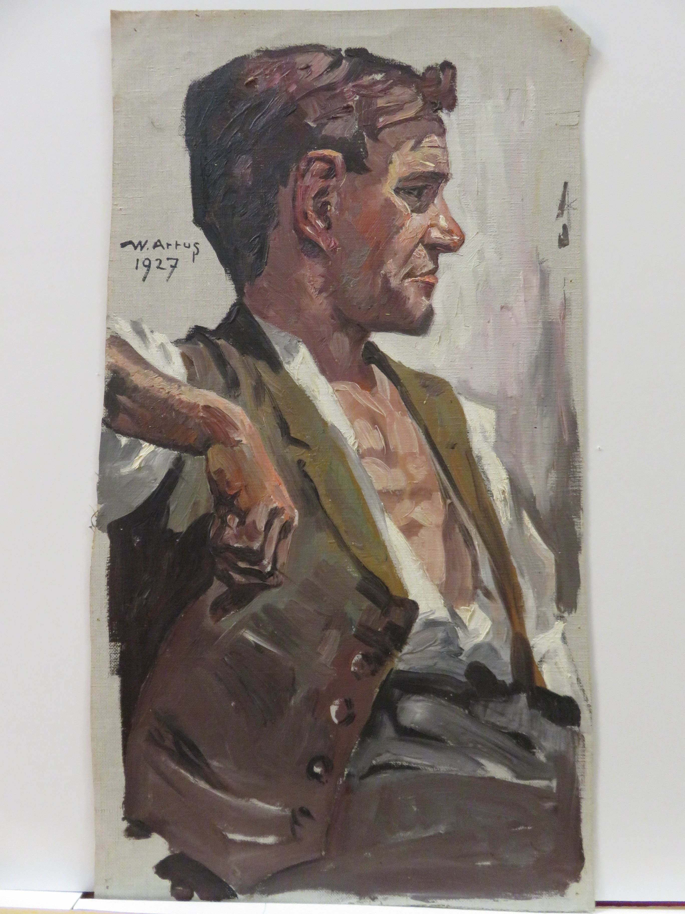 Ölbild: Junger Mann mit Weste (Kreismuseum Grimma RR-F)
