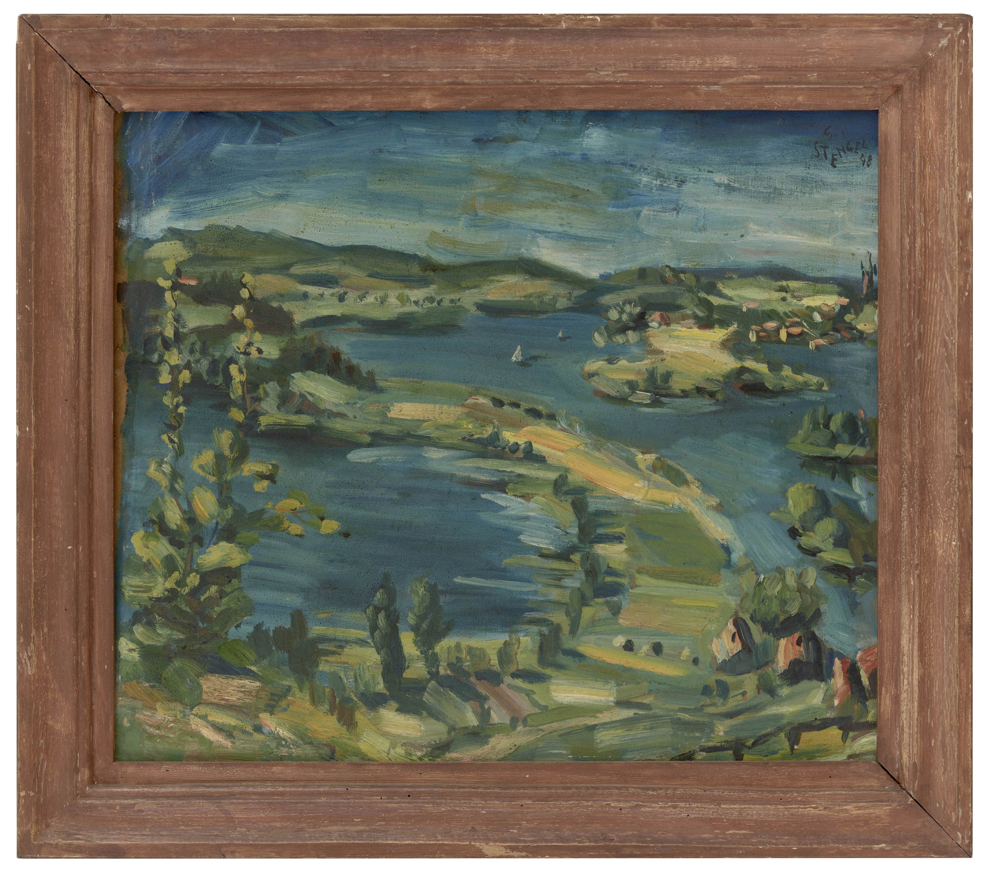 Ölbild: Landschaft bei Waldsteinberg und Brandis (Kreismuseum Grimma RR-F)