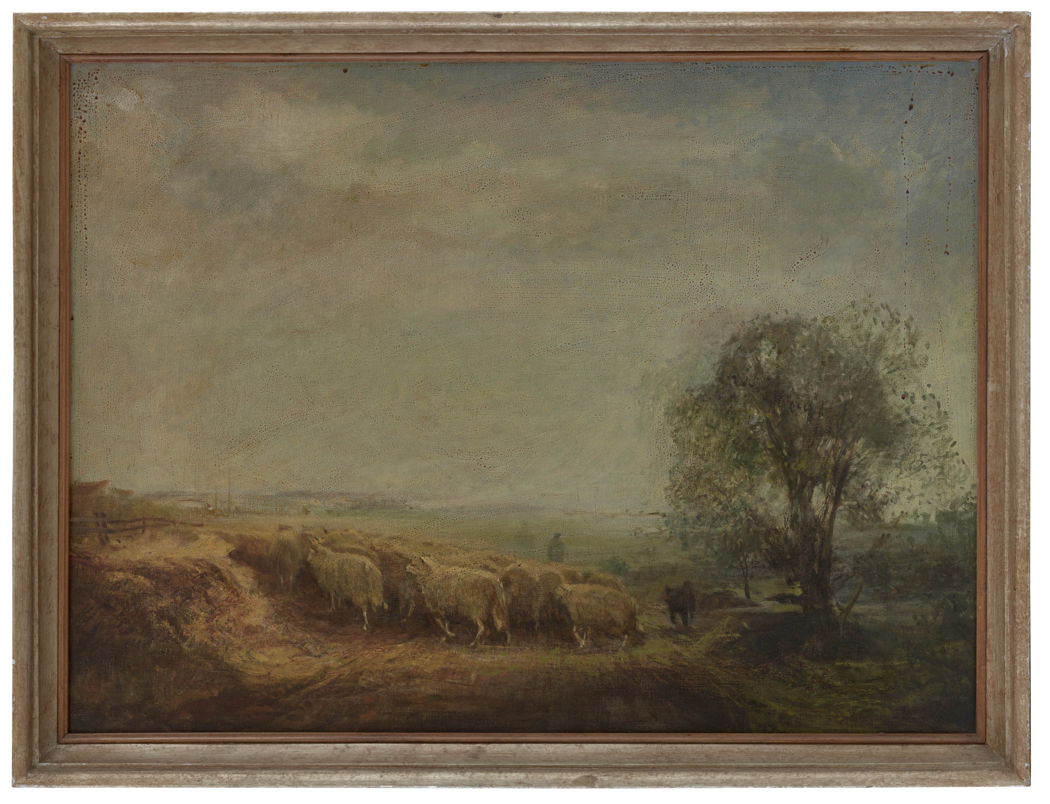 Ölbild: Landschaft mit Schafen (Kreismuseum Grimma RR-F)