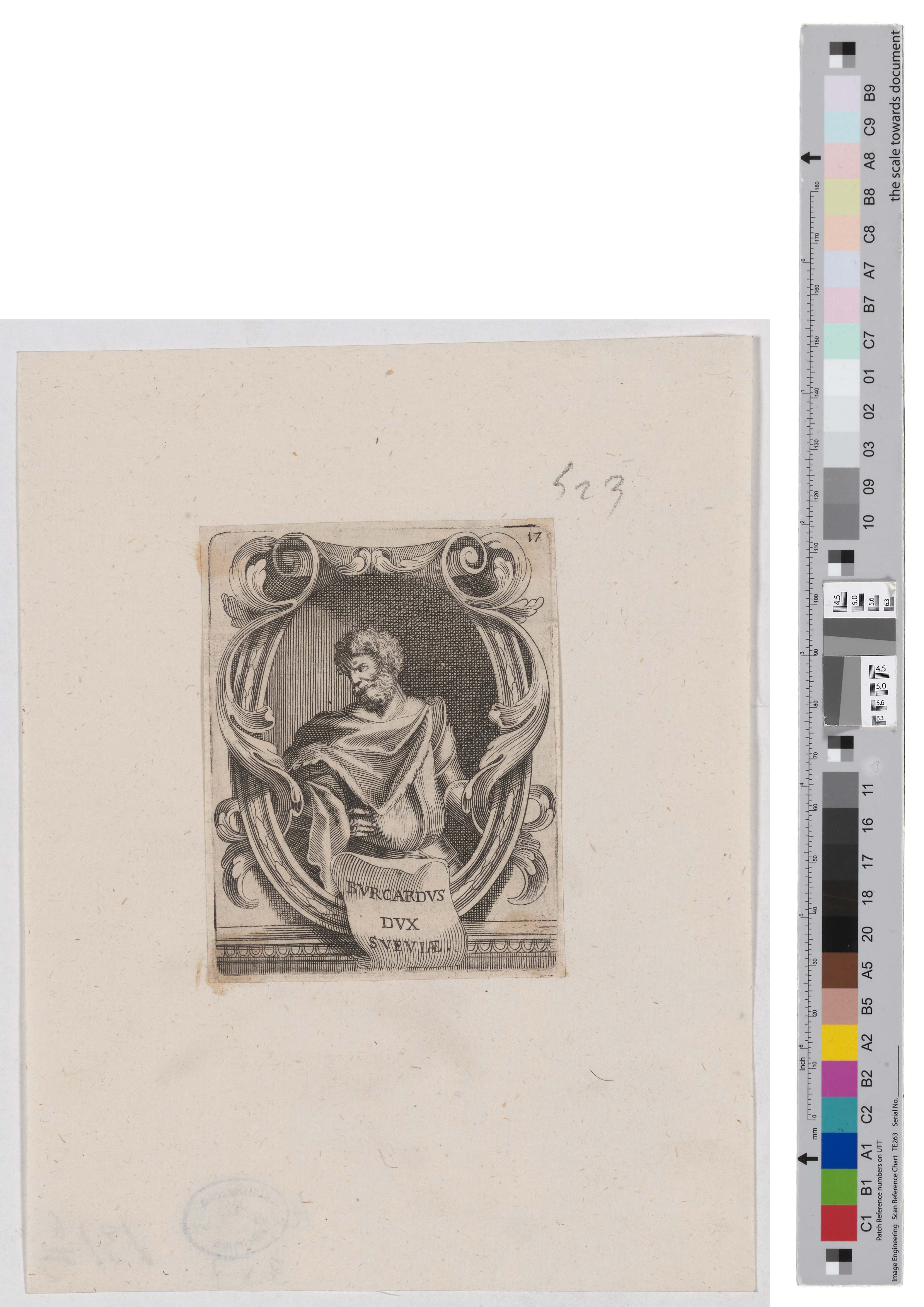 Druckgrafik „BURCARDUS | DUX | SVEVIAE“ (Kreismuseum Grimma RR-F)