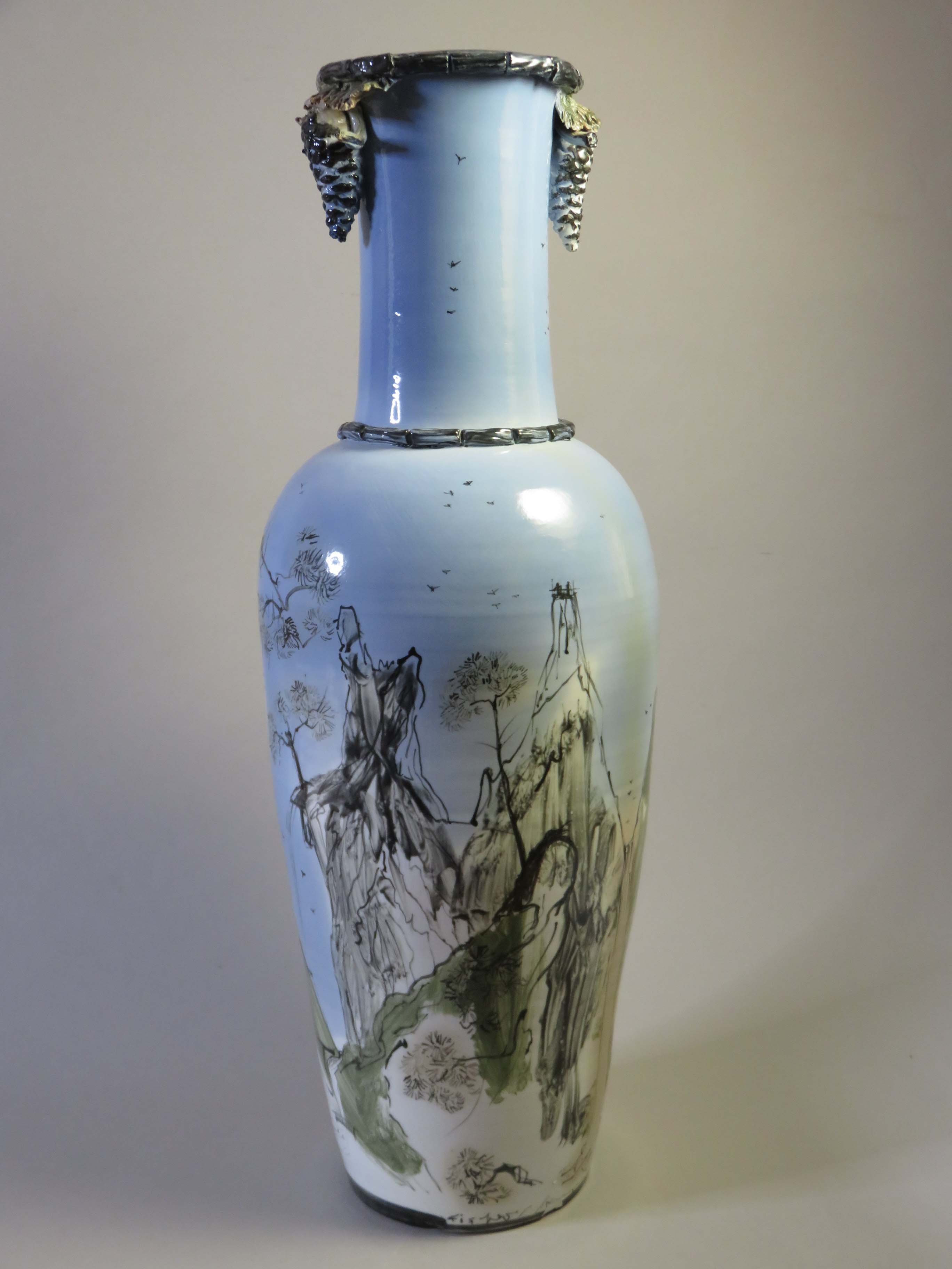 Vase mit Kiefernzapfen (Kreismuseum Grimma RR-F)