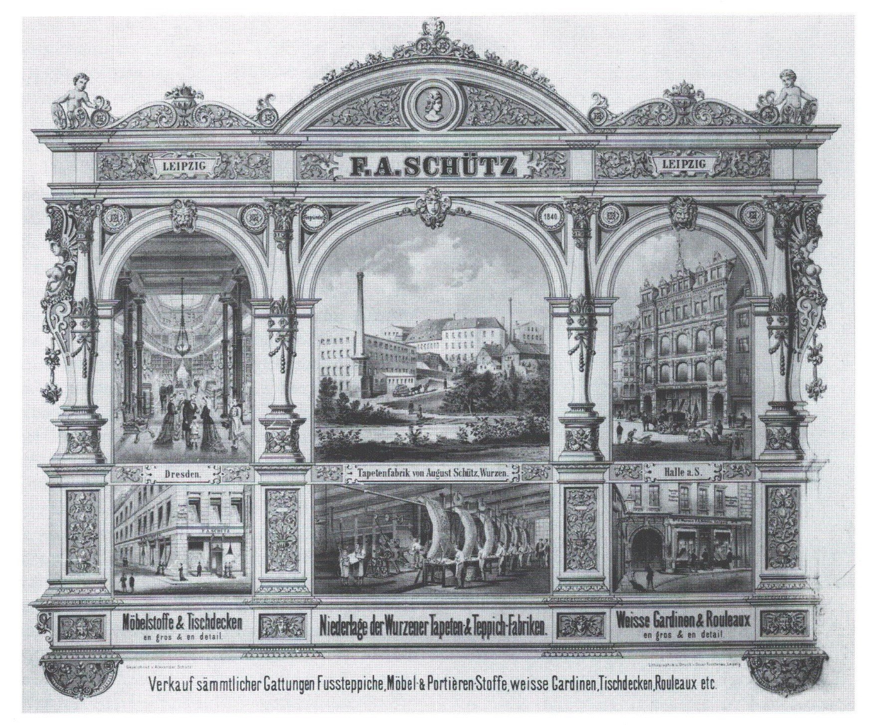 Lithographie Tapetenfabrik F.A. Schütz (Kulturhistorisches Museum Wurzen / Ringelnatz-Sammlung CC BY-NC-SA)