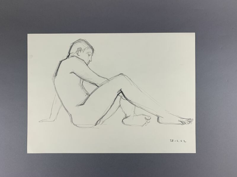 Aktstudie eines sitzenden jungen Mannes, 1962 (Stadt- und Bergbaumuseum Freiberg CC BY-NC-SA)