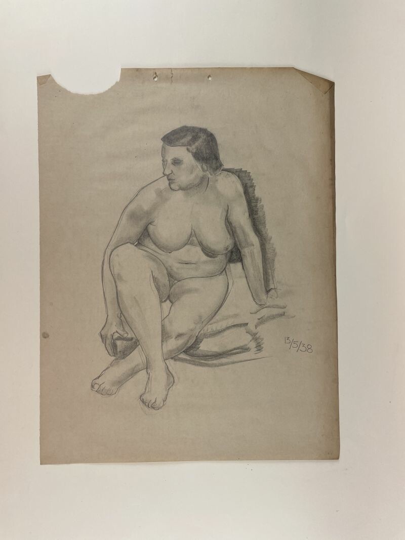Studie eines sitzenden weiblichen Aktmodells, 1938 (Stadt- und Bergbaumuseum Freiberg CC BY-NC-SA)