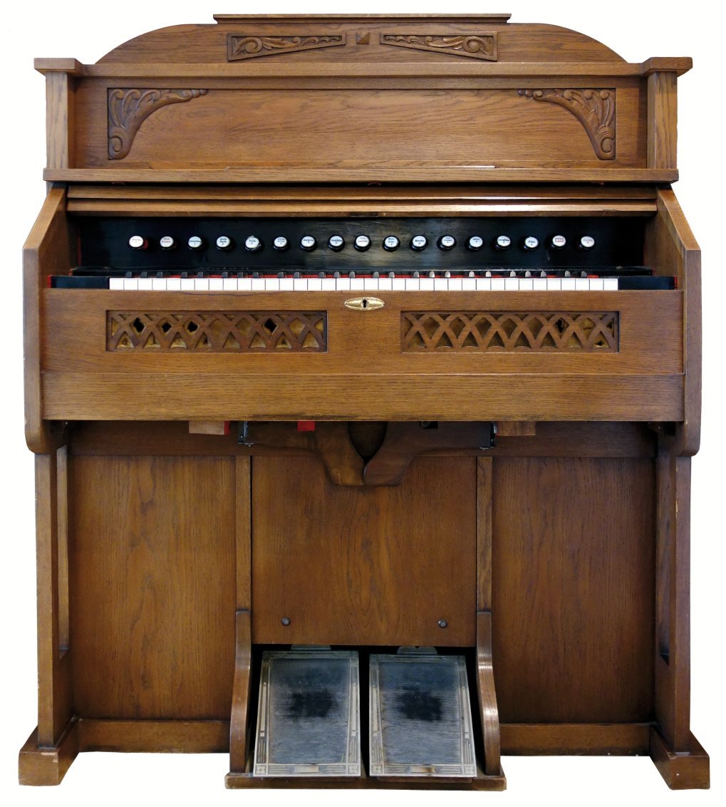 Harmonium mit 17 Registern (Stadt- und Dampfmaschinenmuseum Werdau CC BY-NC-SA)